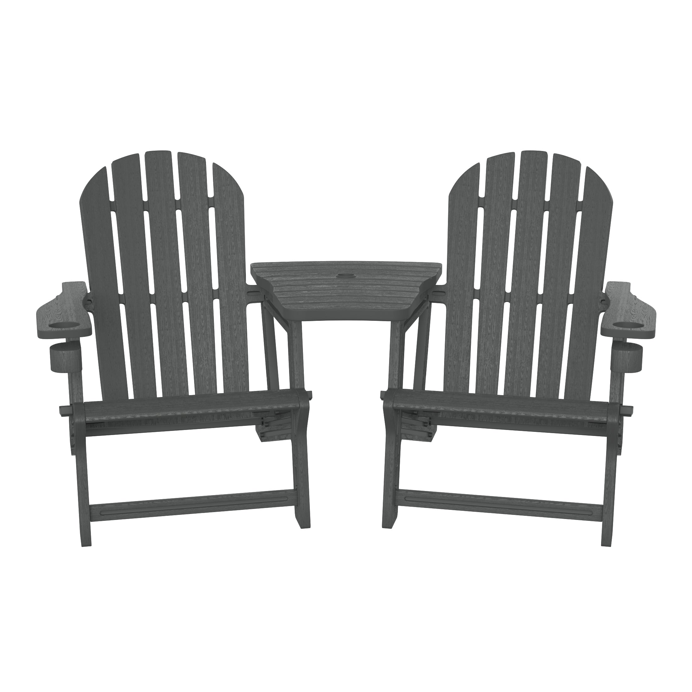 Cayman Outdoor HDPE Adirondack Chairs With Connecting Table Tray (Set of 2)