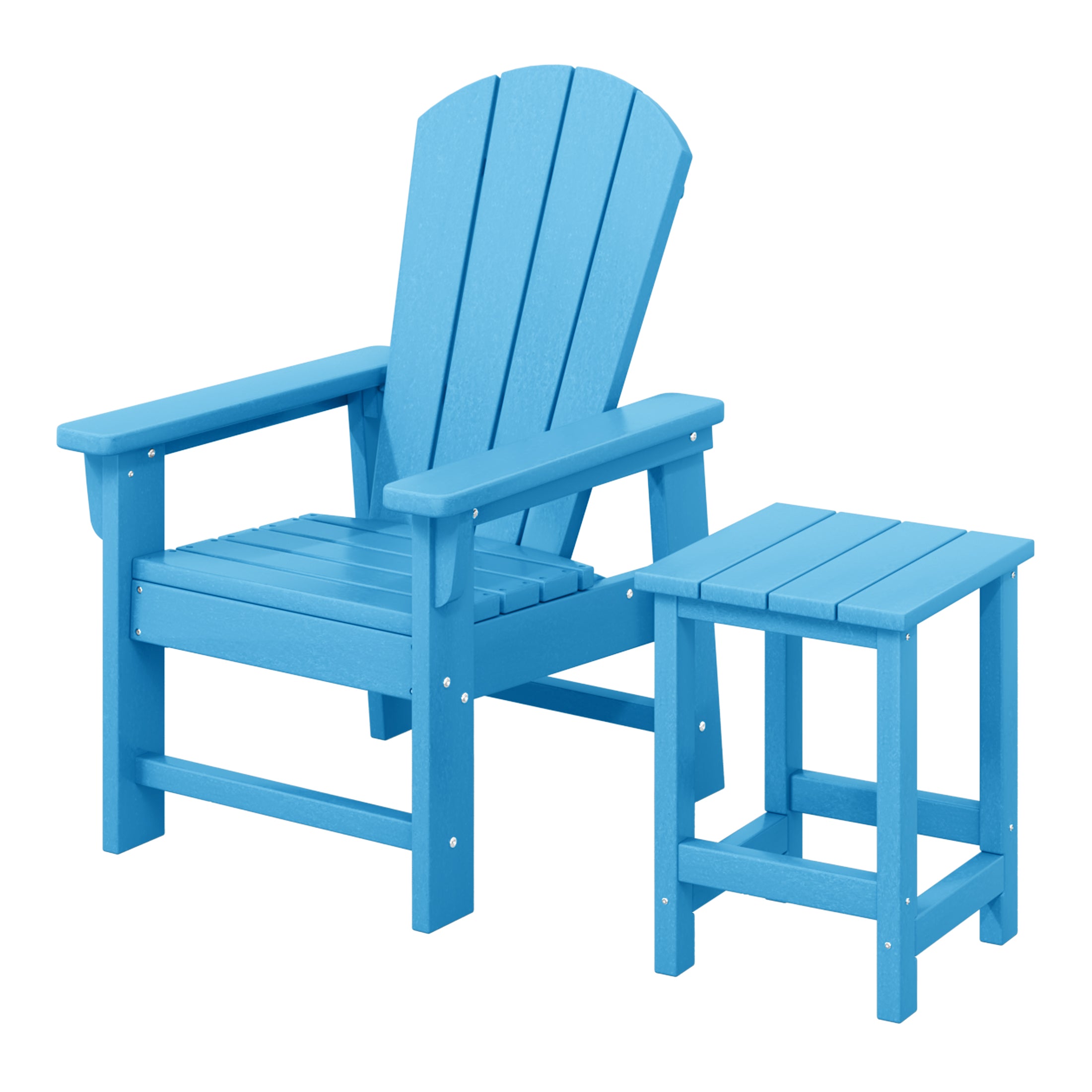 Paradise 2-Piece Kids Outdoor HDPE Adirondack Chair With Square Side Table Set
