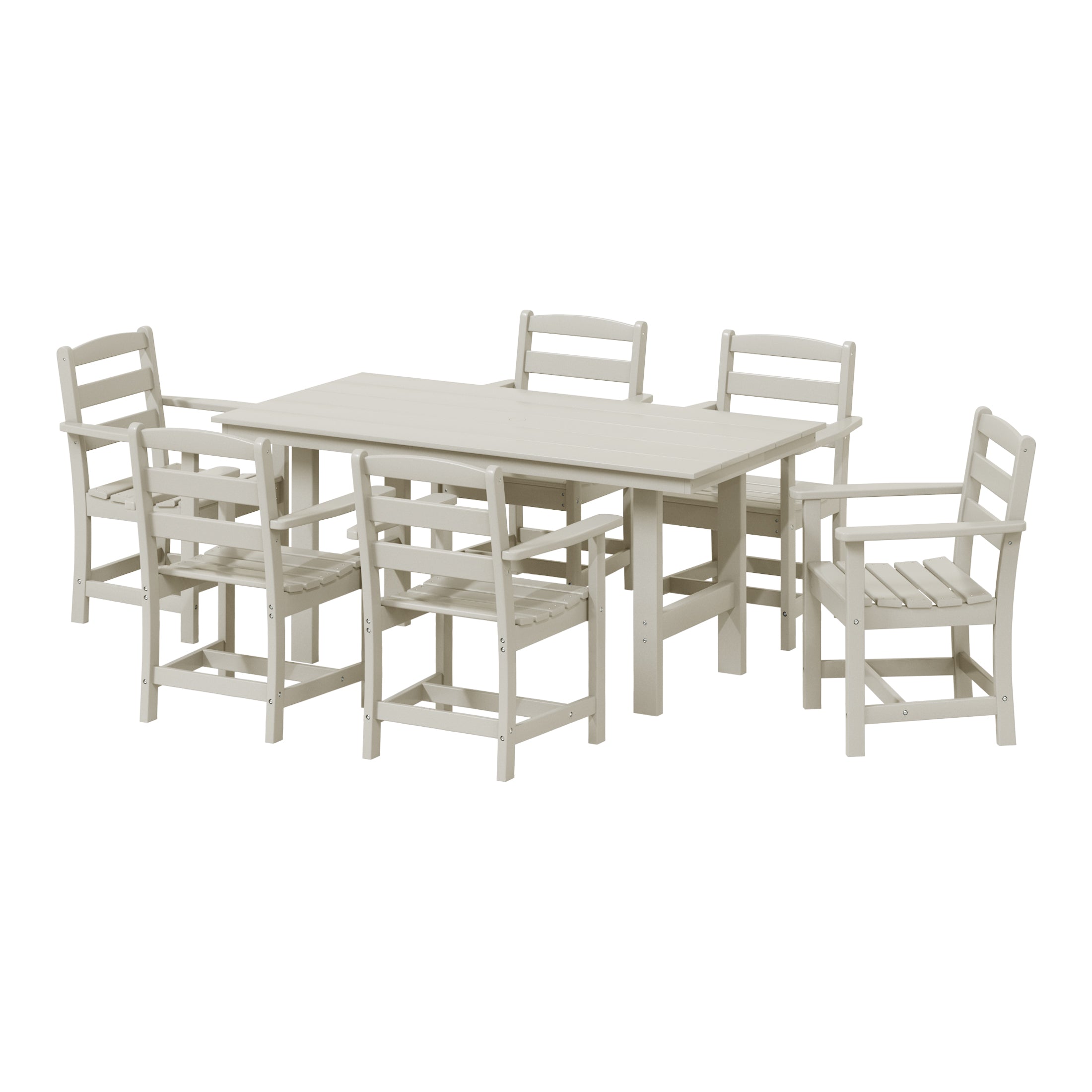 Palms 7-Piece HDPE Outdoor Rectangular Patio Dining Table Set