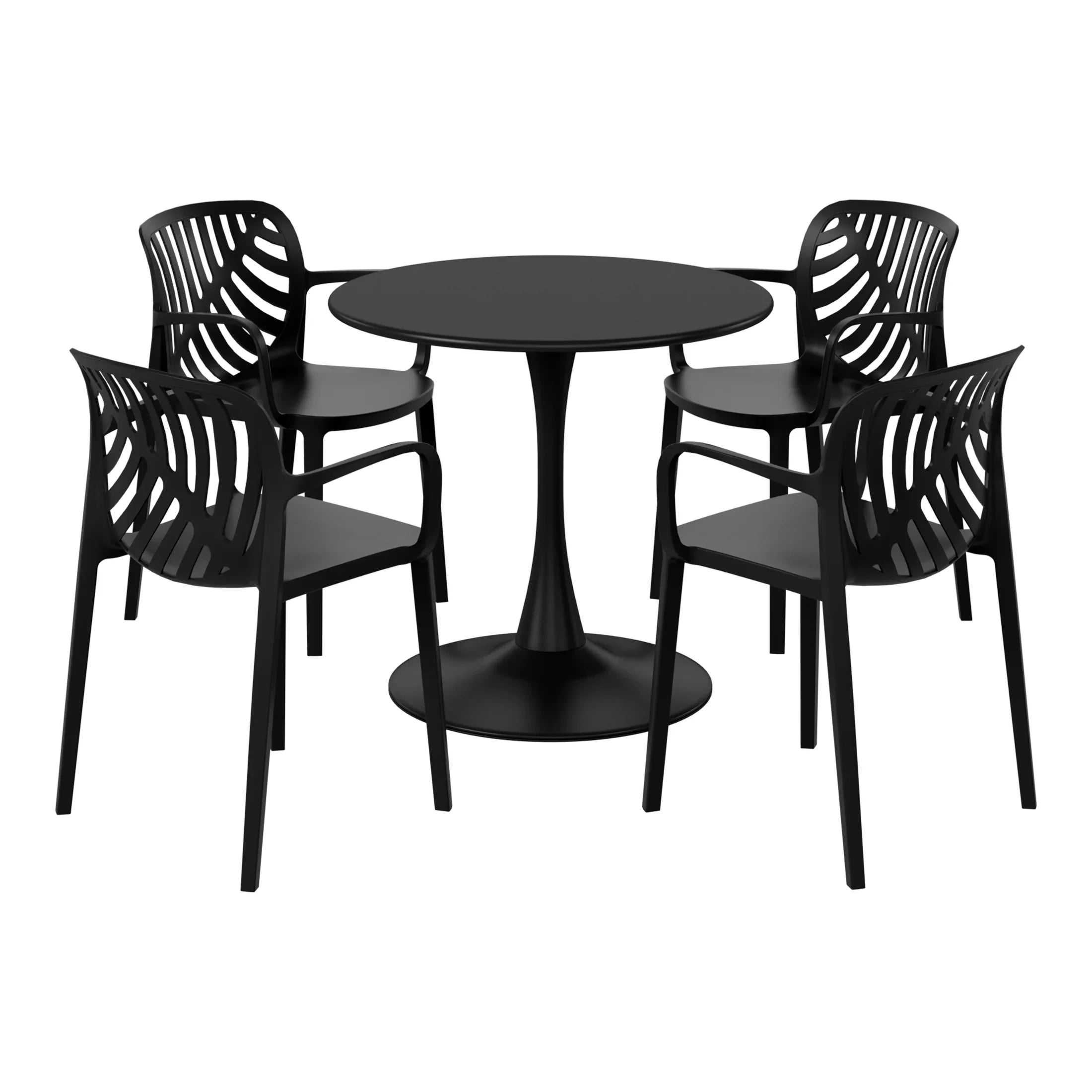 Sunshine 5-Piece Outdoor Indoor Metal Patio Dining Table Set With Stackable Patio Arm Chairs