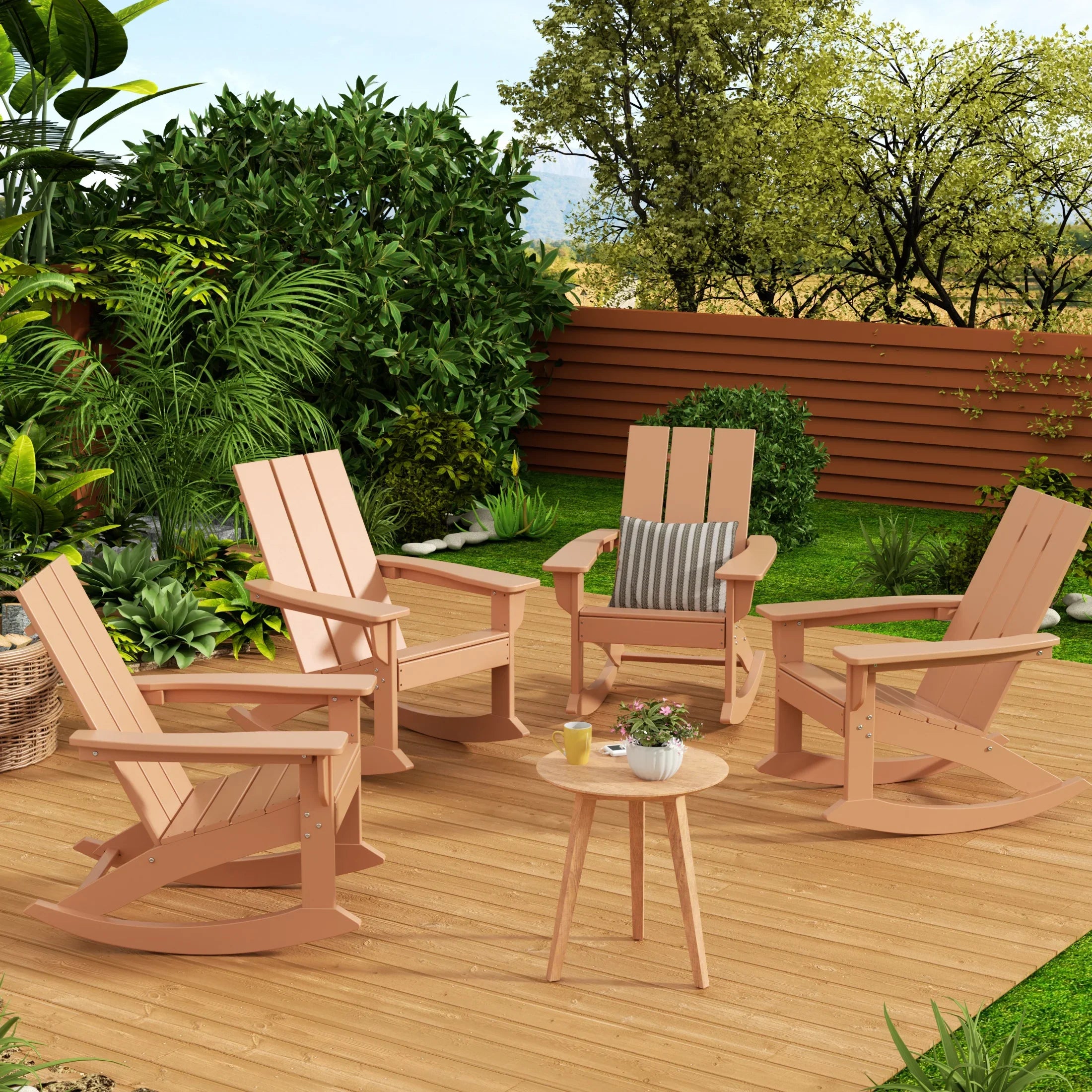 Palms Outdoor Patio Modern Adirondack Rocking Chair (Set of 4)