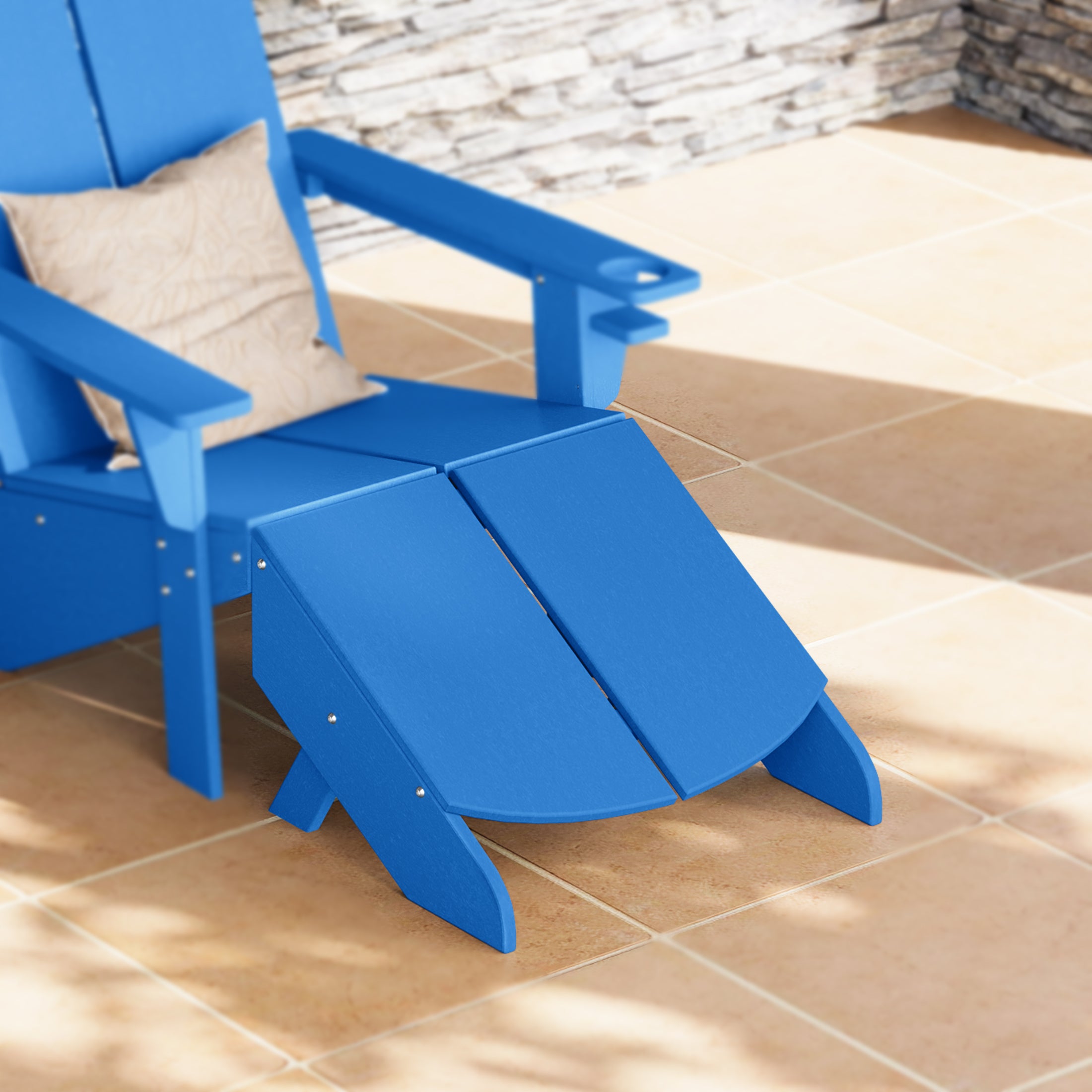 Seaview Modern HDPE Plastic Folding Patio Adirondack Ottoman