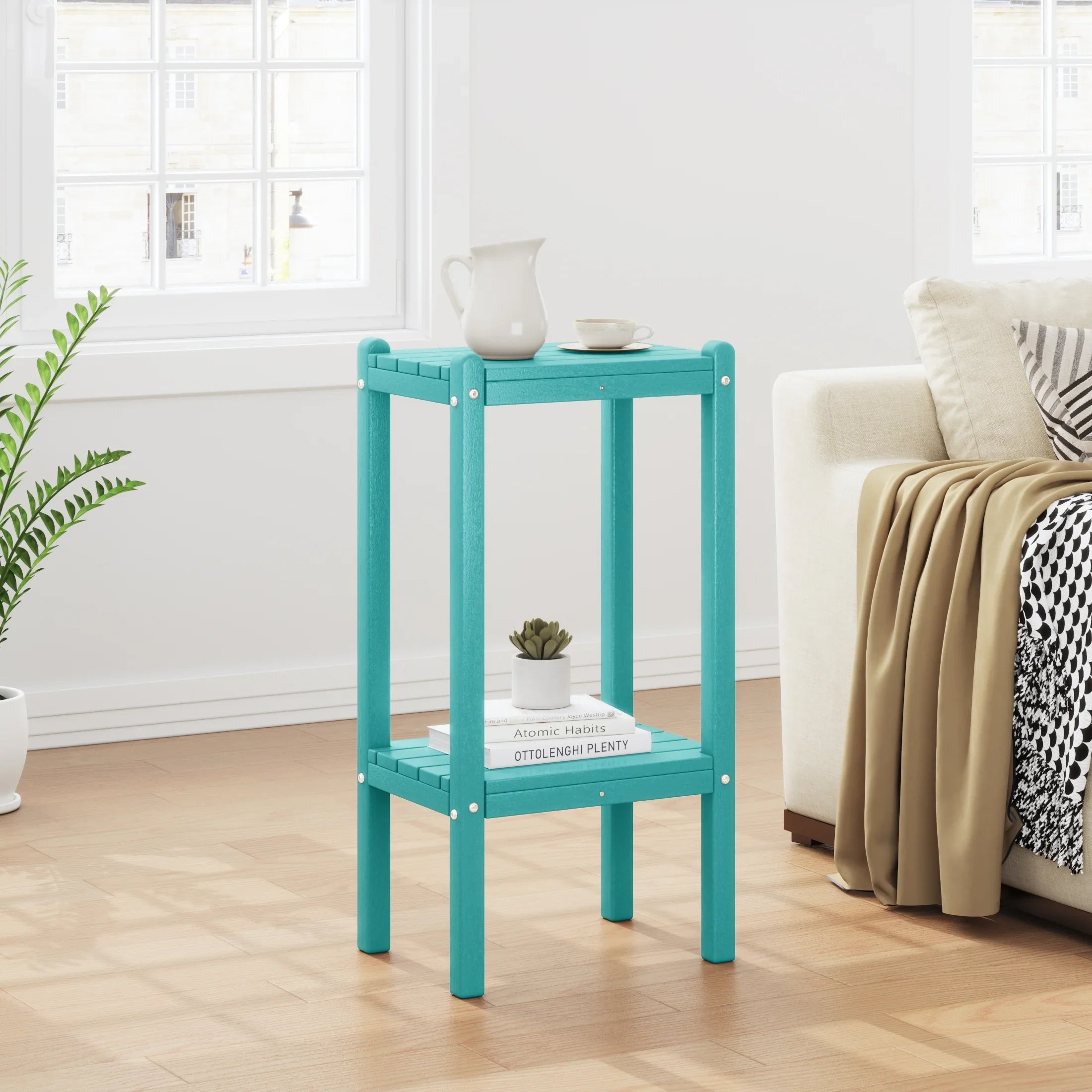 Paradise 36" Outdoor Adirondack HDPE 2-Tier Patio Side Table