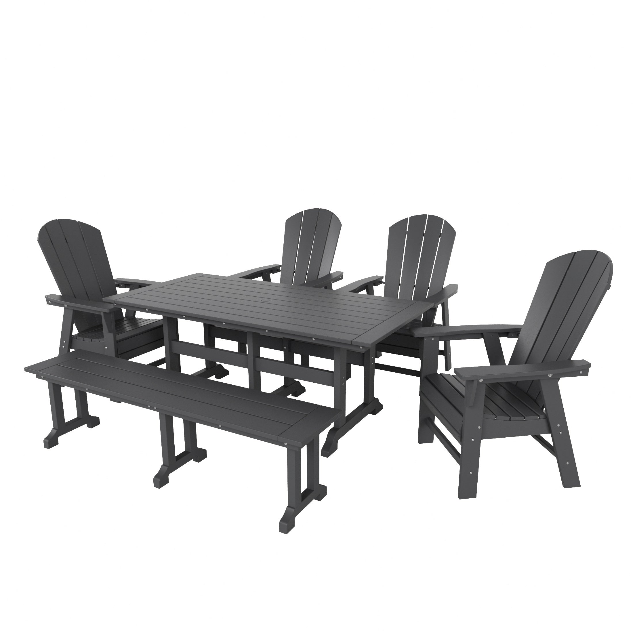 Paradise 6 Piece Outdoor Patio Dining Table and Armchair Dining Bench Set