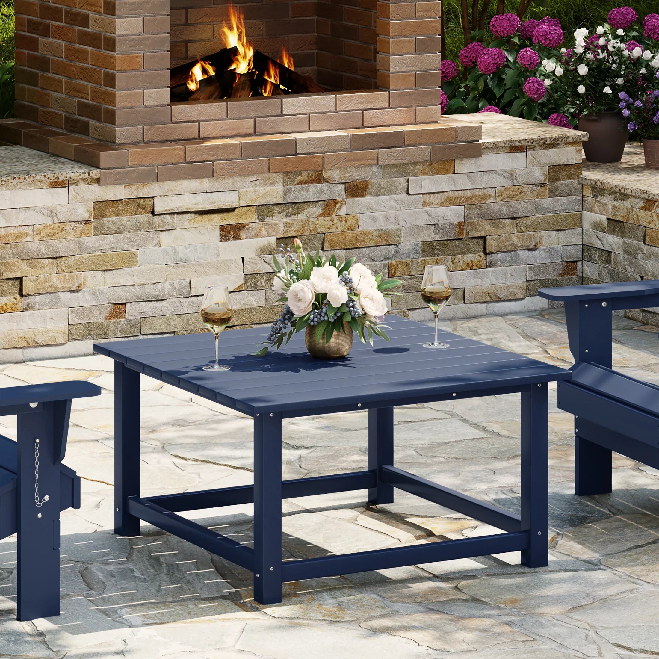 Paradise Low Outdoor HDPE Square Patio Coffee Table