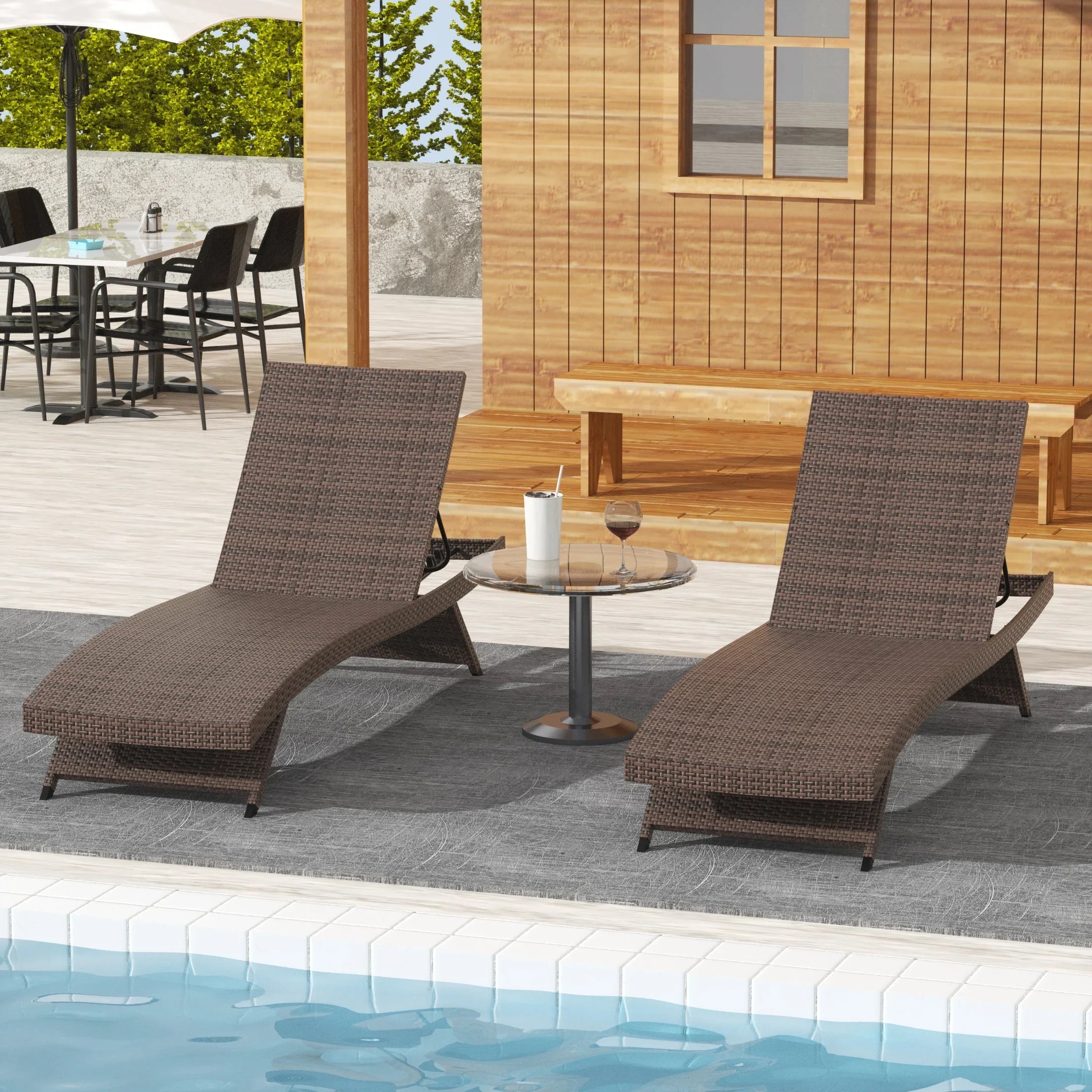 Bahama Outdoor Patio Wicker Reclining Chaise Lounge (Set of 2)