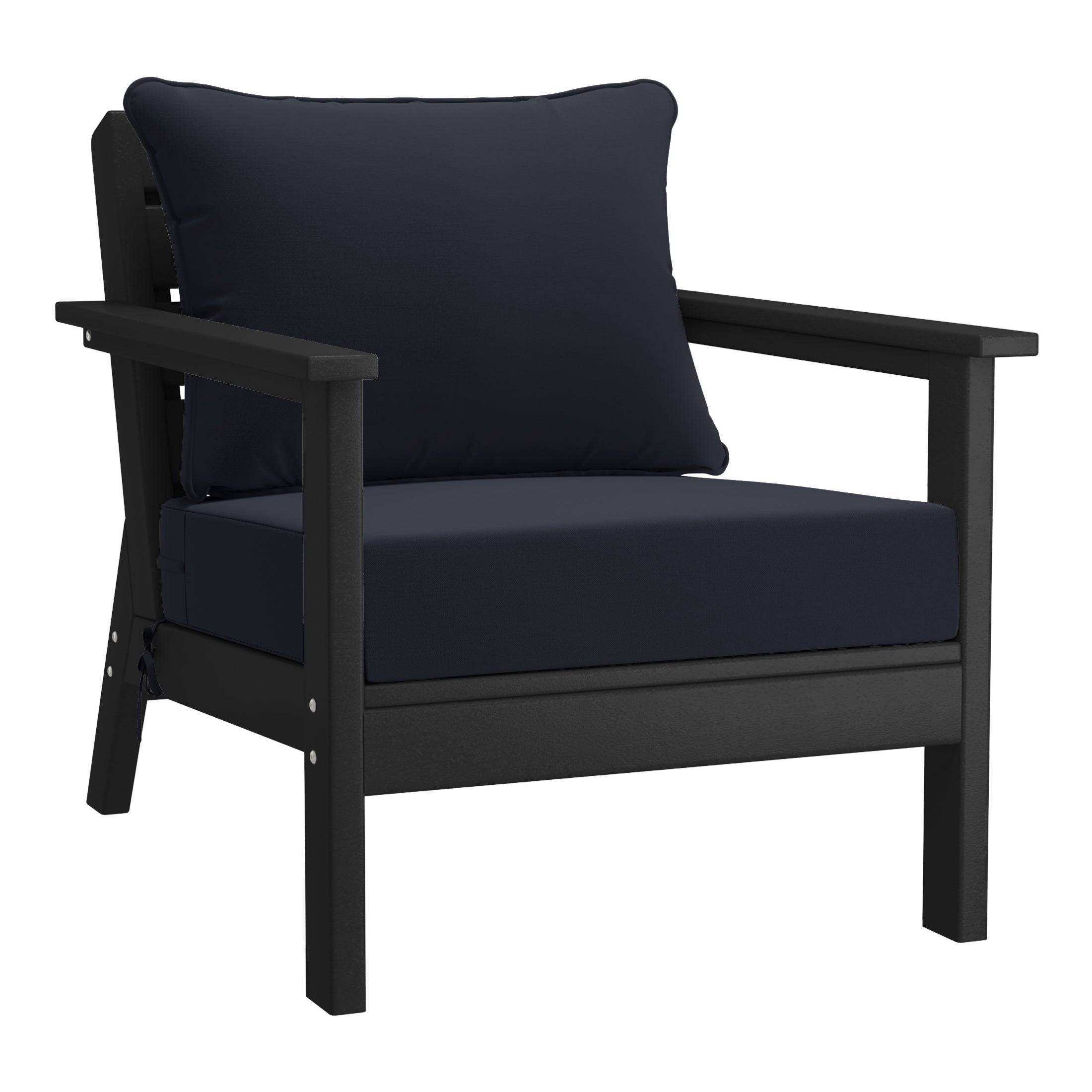 Portsmouth Outdoor Modern HDPE Patio Club Chairs with Deep Seat Cushions (Set of 2)