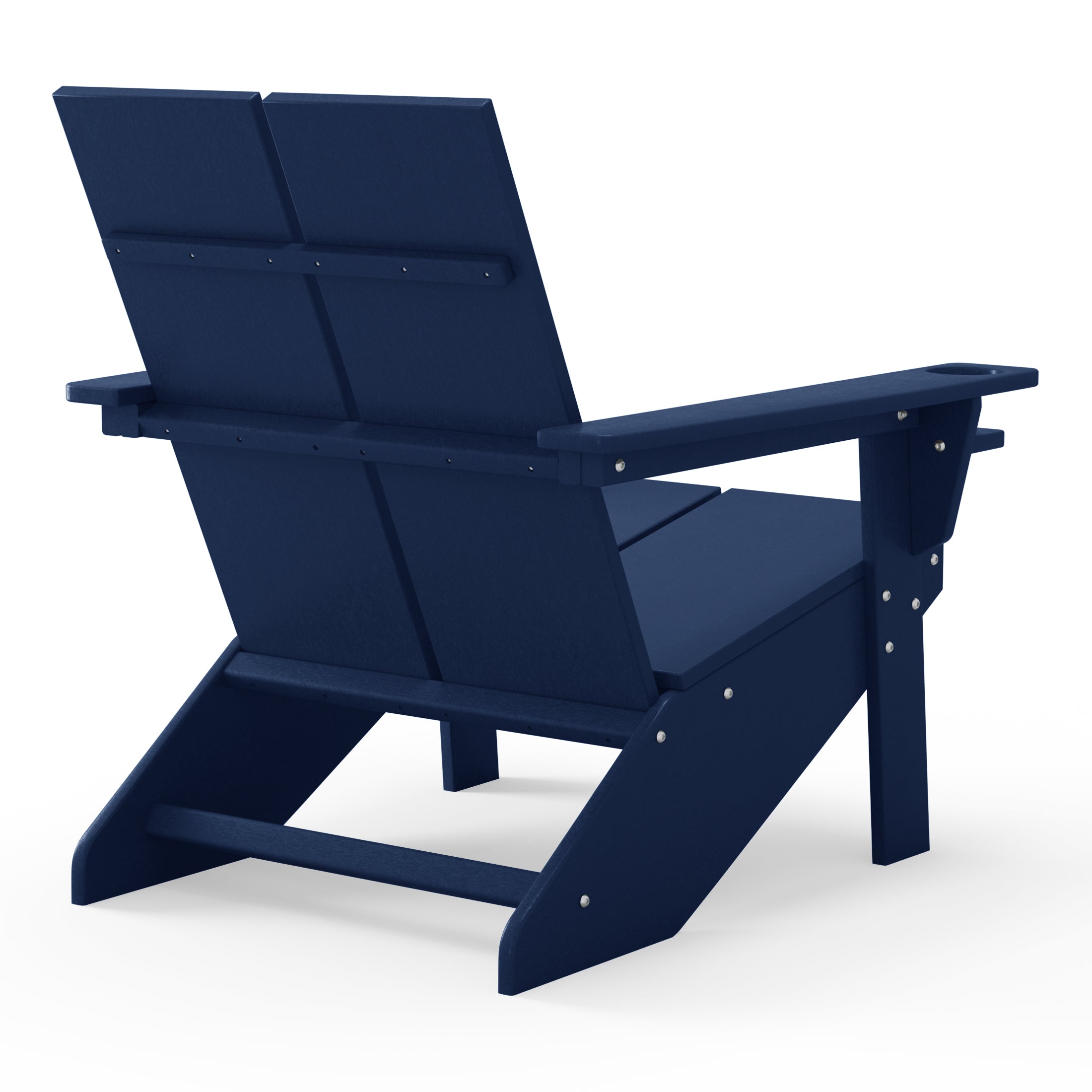 Seaview Outdoor HDPE Modern Adirondack Chair with Folding Patio Ottoman and Cup Holder