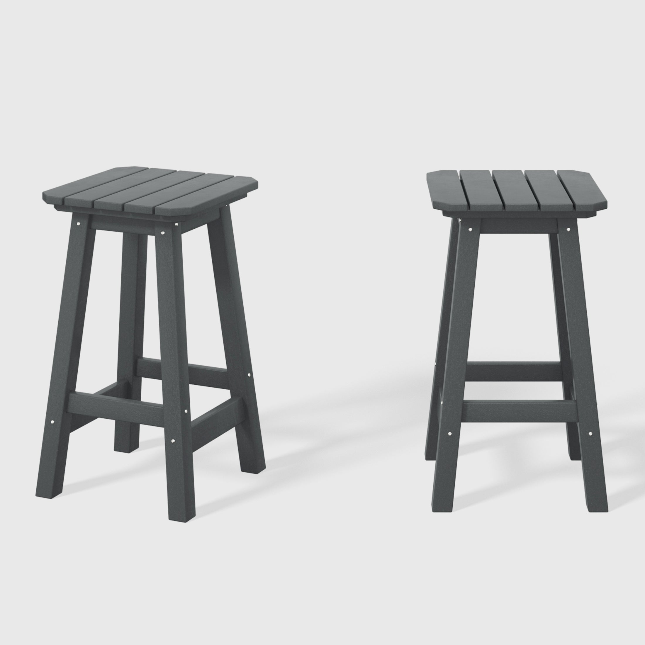 Paradise 24" HDPE Outdoor Patio Counter High Backless Square Bar Stools Set of 2