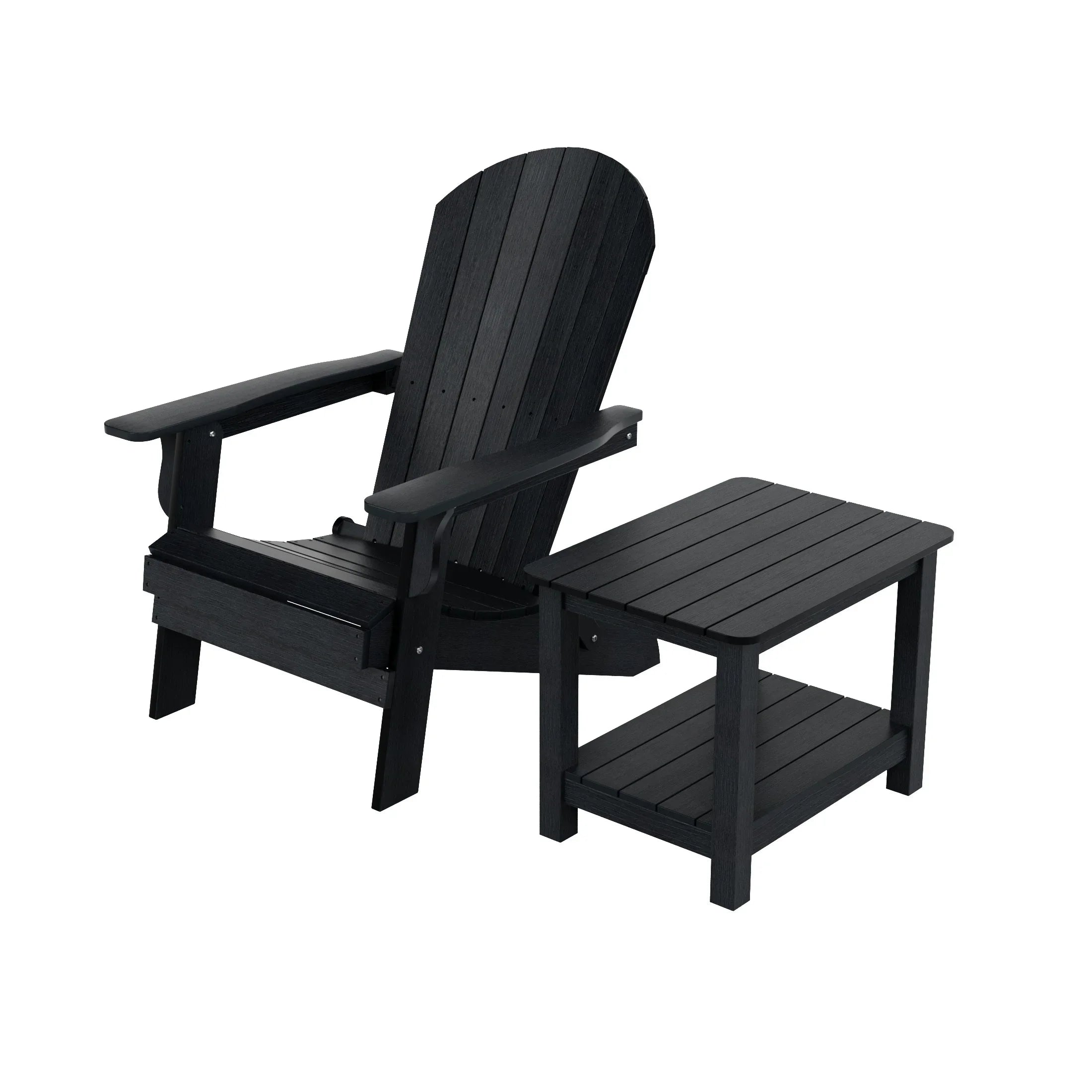Florence HIPS Outdoor Folding Adirondack Seashell Chair With Side Table