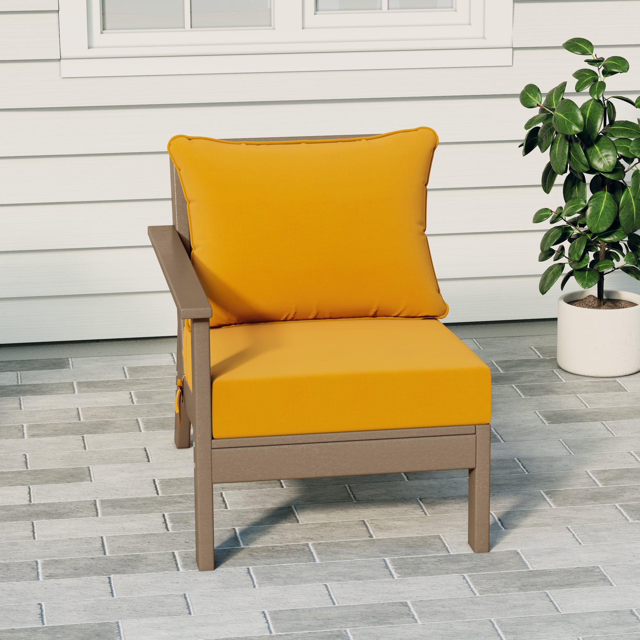 Portsmouth Outdoor Patio HDPE Left Arm Sectional Corner Club Chair with Patio Cushions