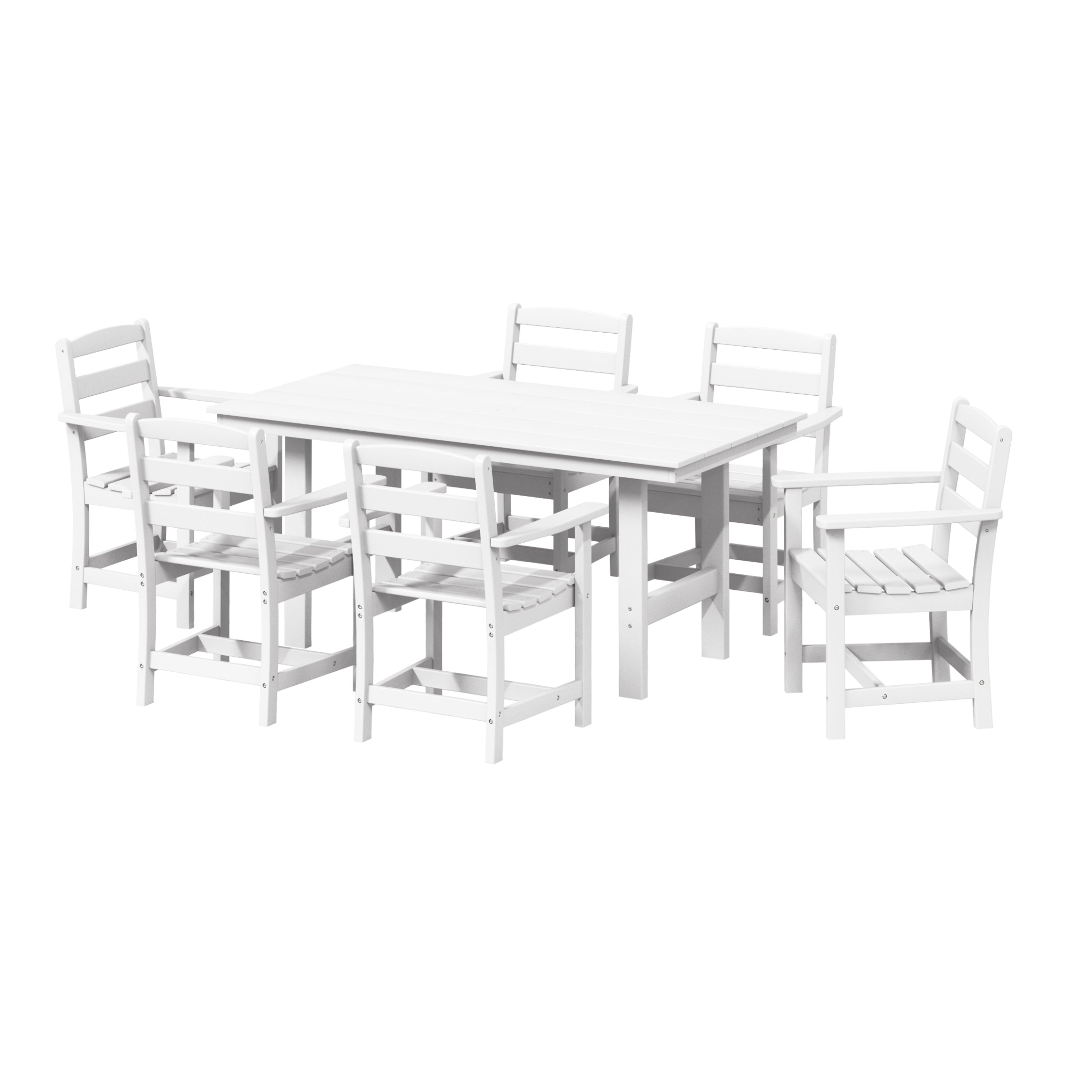 Palms 7-Piece HDPE Outdoor Rectangular Patio Dining Table Set