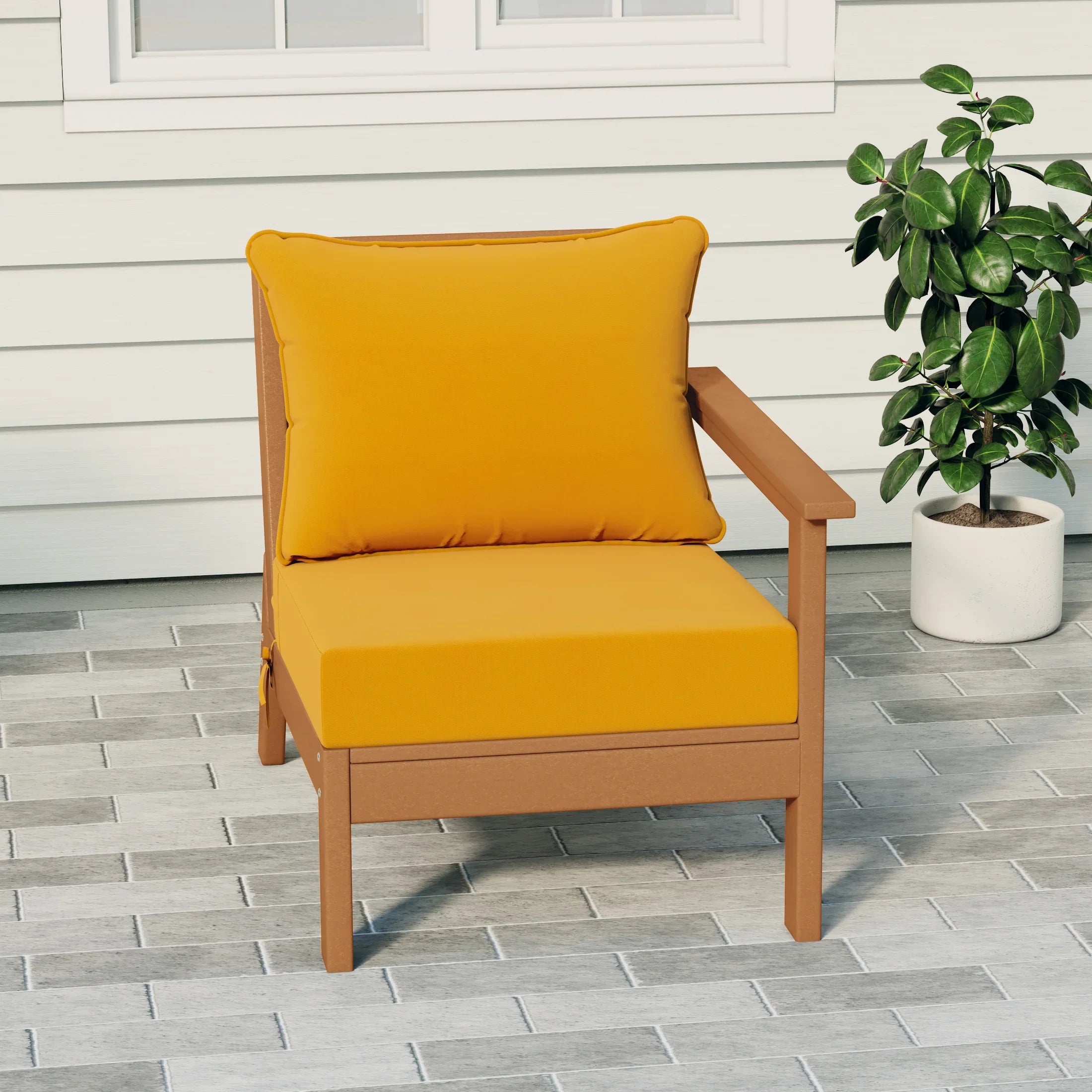 Portsmouth Outdoor Patio HDPE Right Arm Sectional Corner Club Chair with Patio Cushions