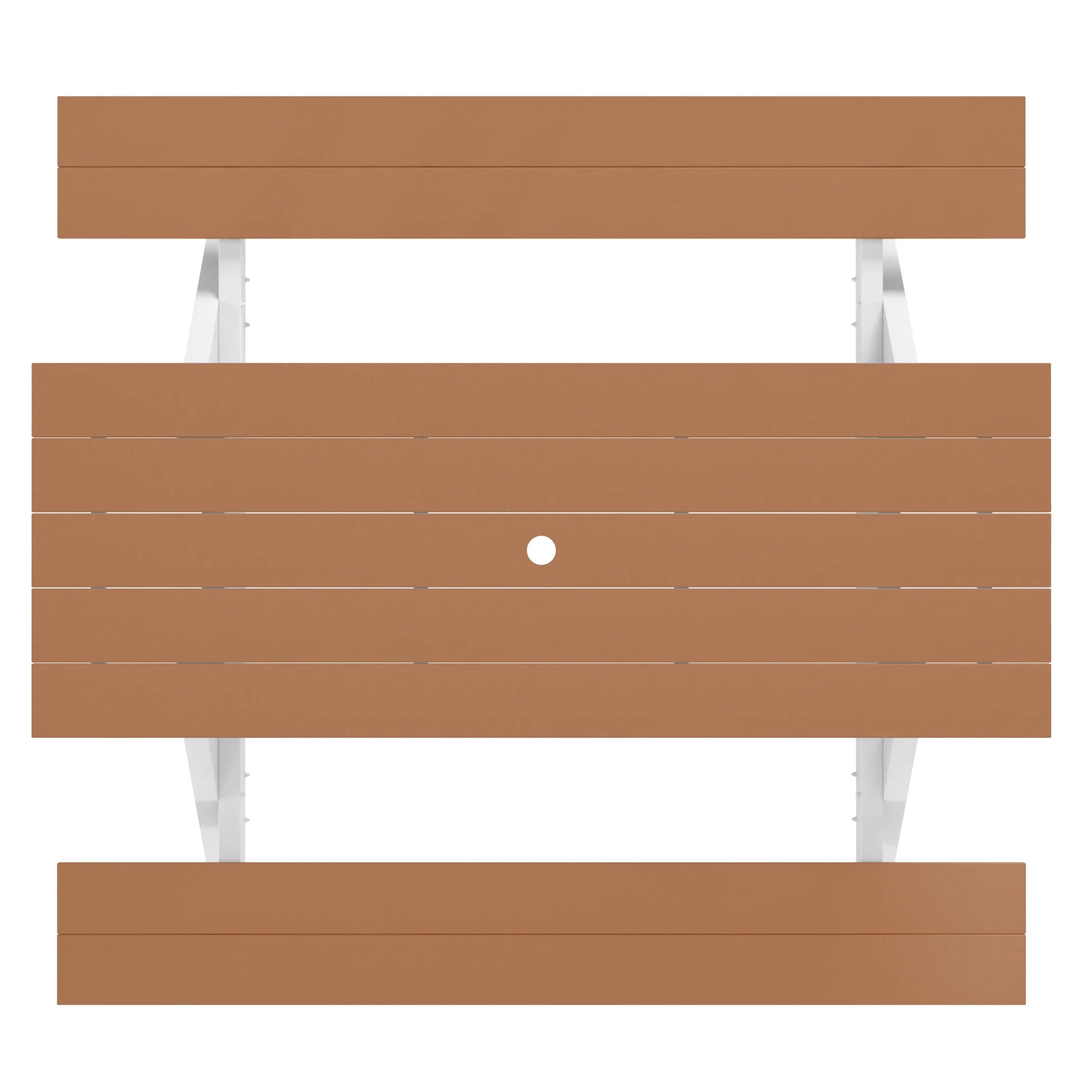 Macon Outdoor 70" HDPE Plastic Picnic Table Bench With Umbrella Hole