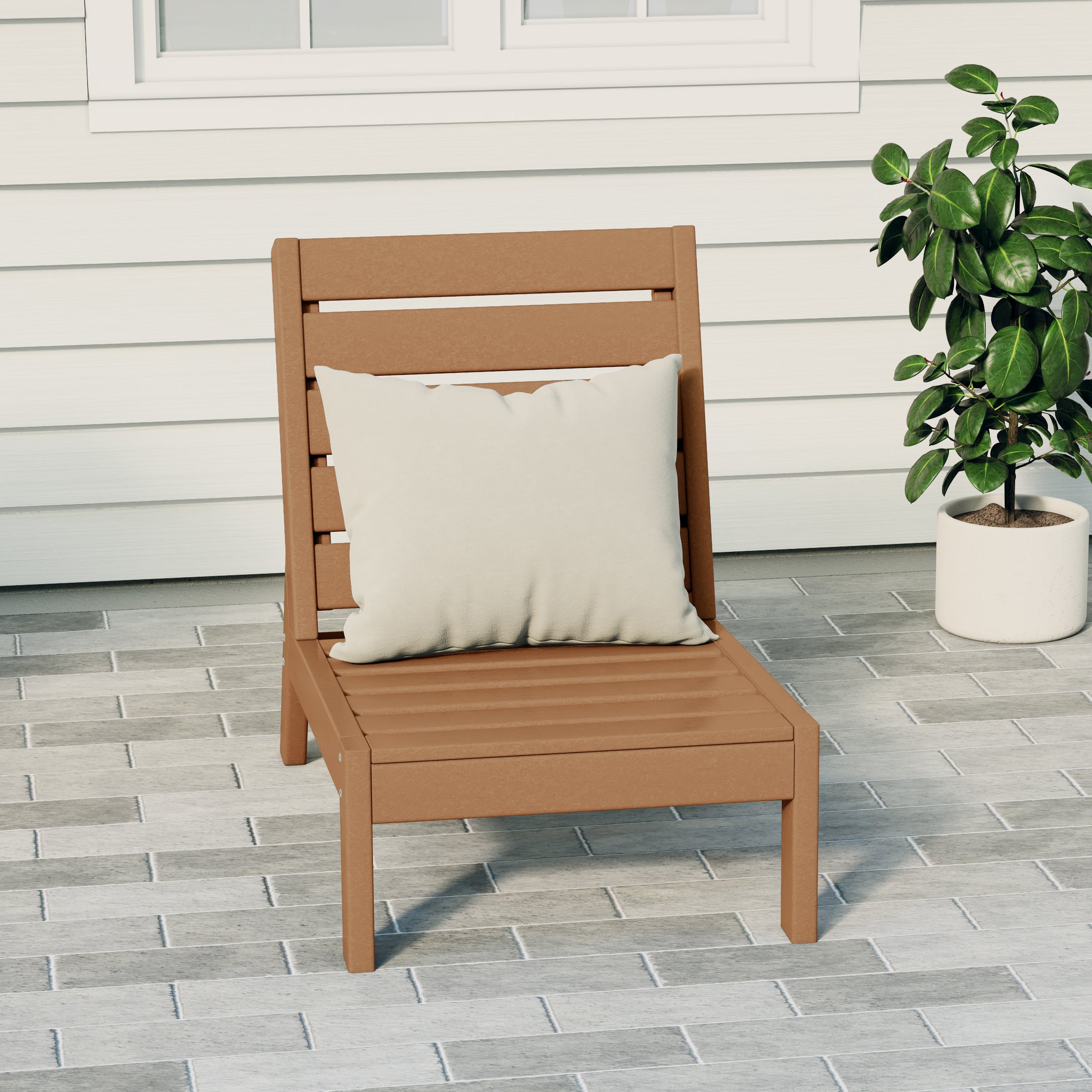 Portsmouth Outdoor HDPE Deep Seating Modular Armless Patio Chair