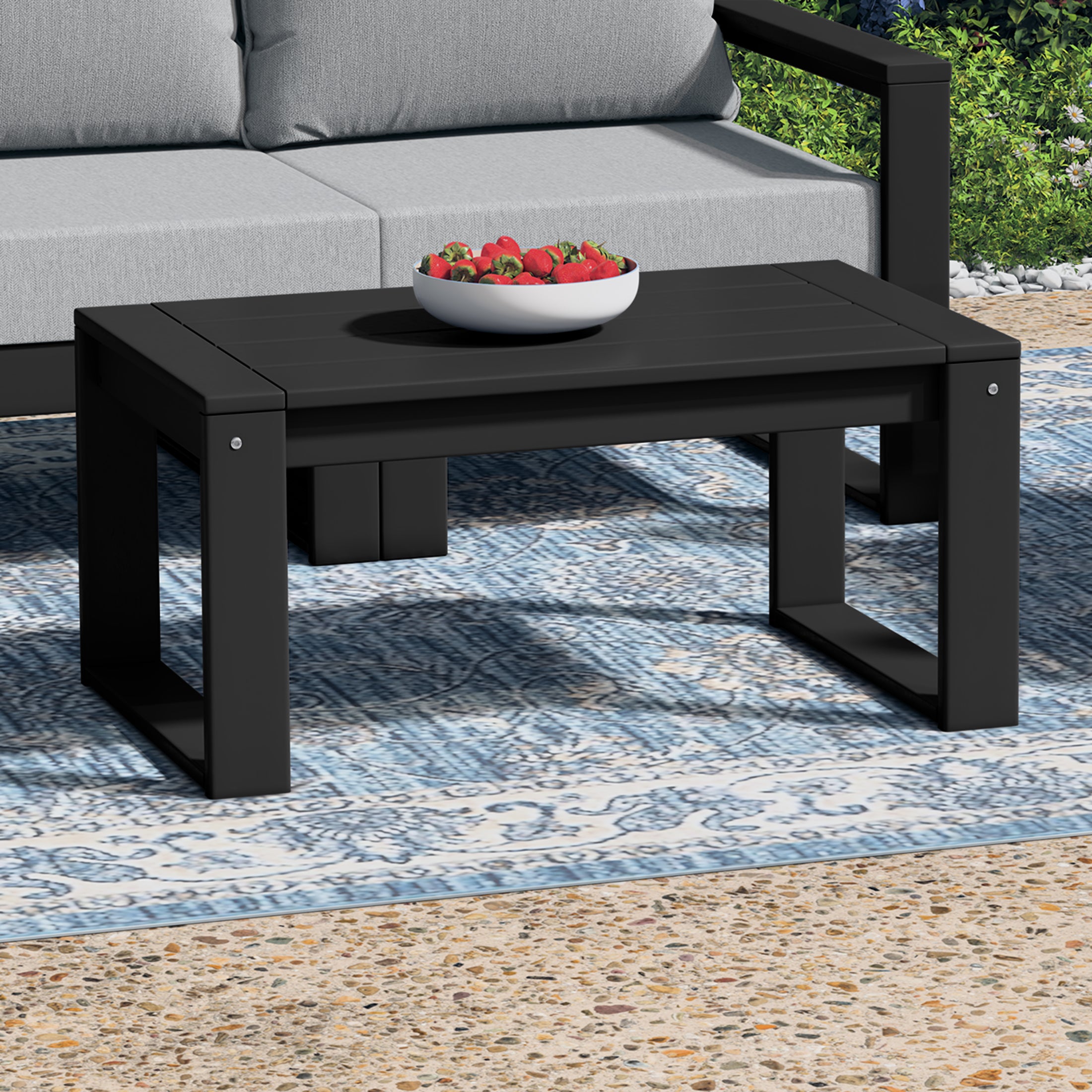 Rockaway Modern Outdoor HDPE Rectangle Patio Coffee Table