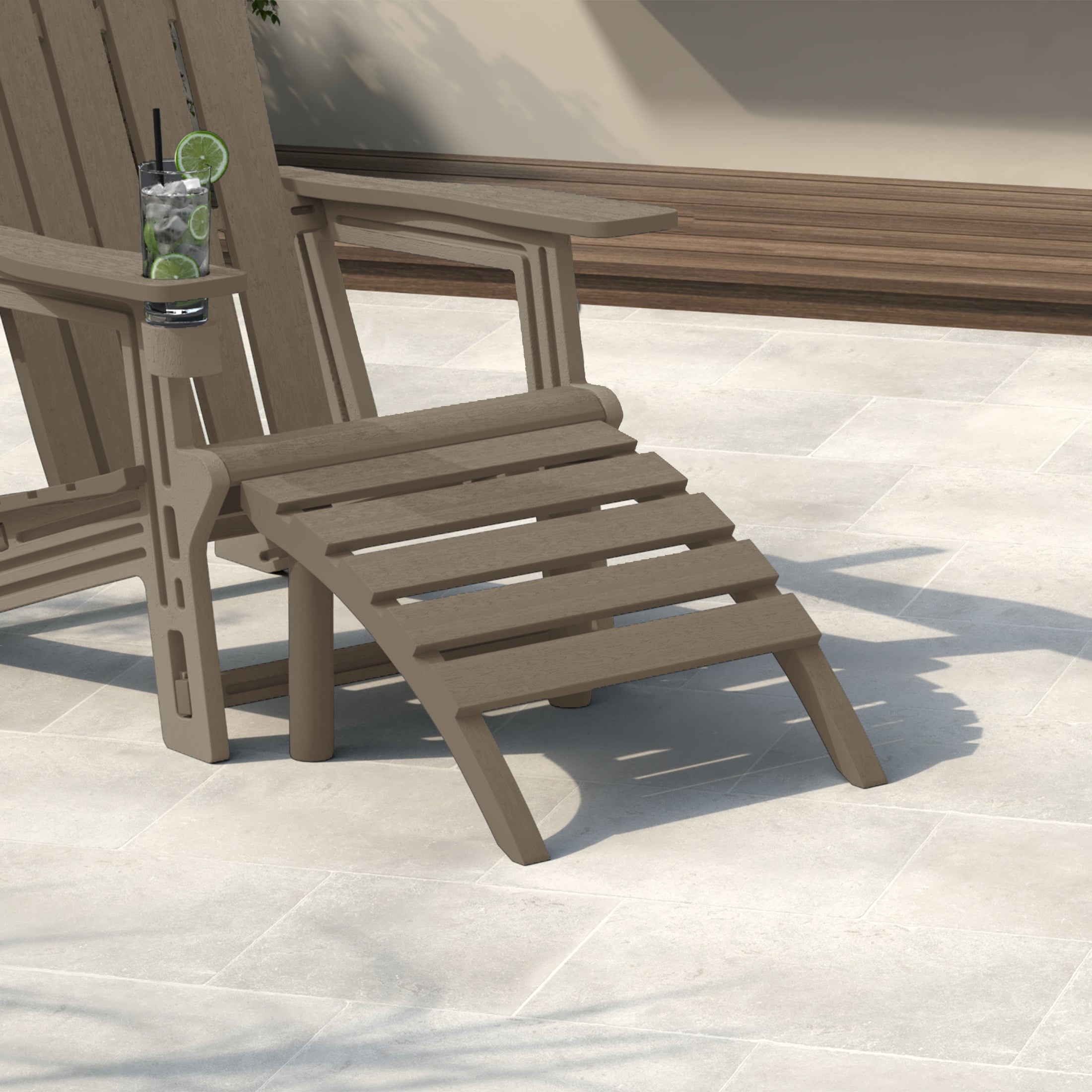 Cayman Outdoor Patio HDPE Adirondack Ottoman Footrest