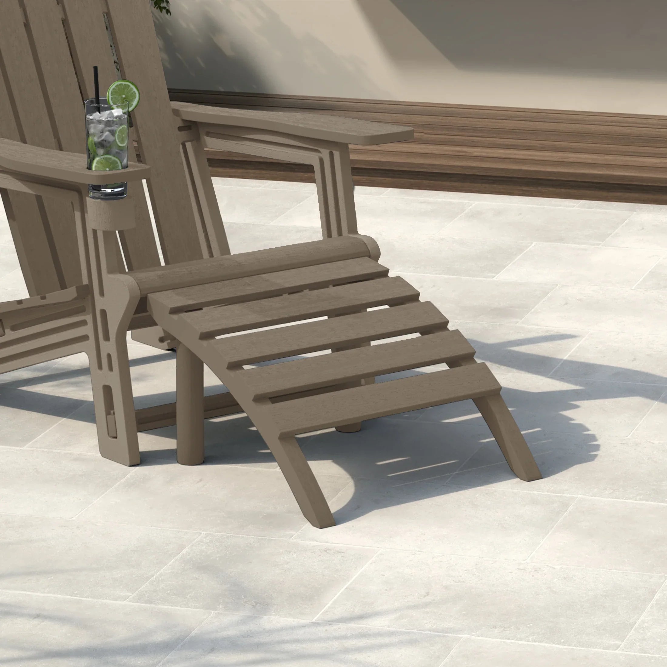 Cayman Outdoor Patio HDPE Adirondack Ottoman Footrest
