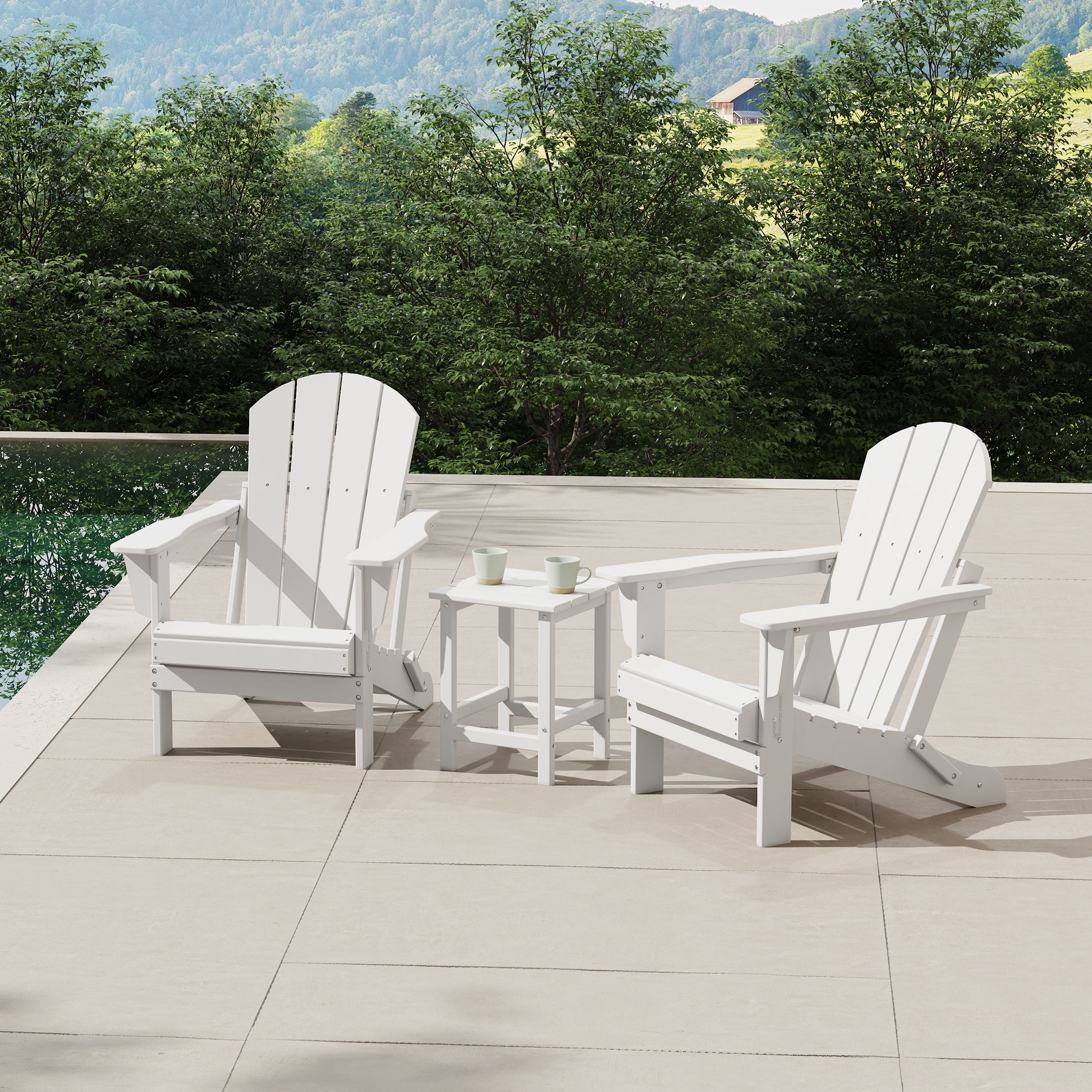 Paradise 3-Piece set Outdoor / Patio Poly Adirondack chair set with a side table ( 2 seater )