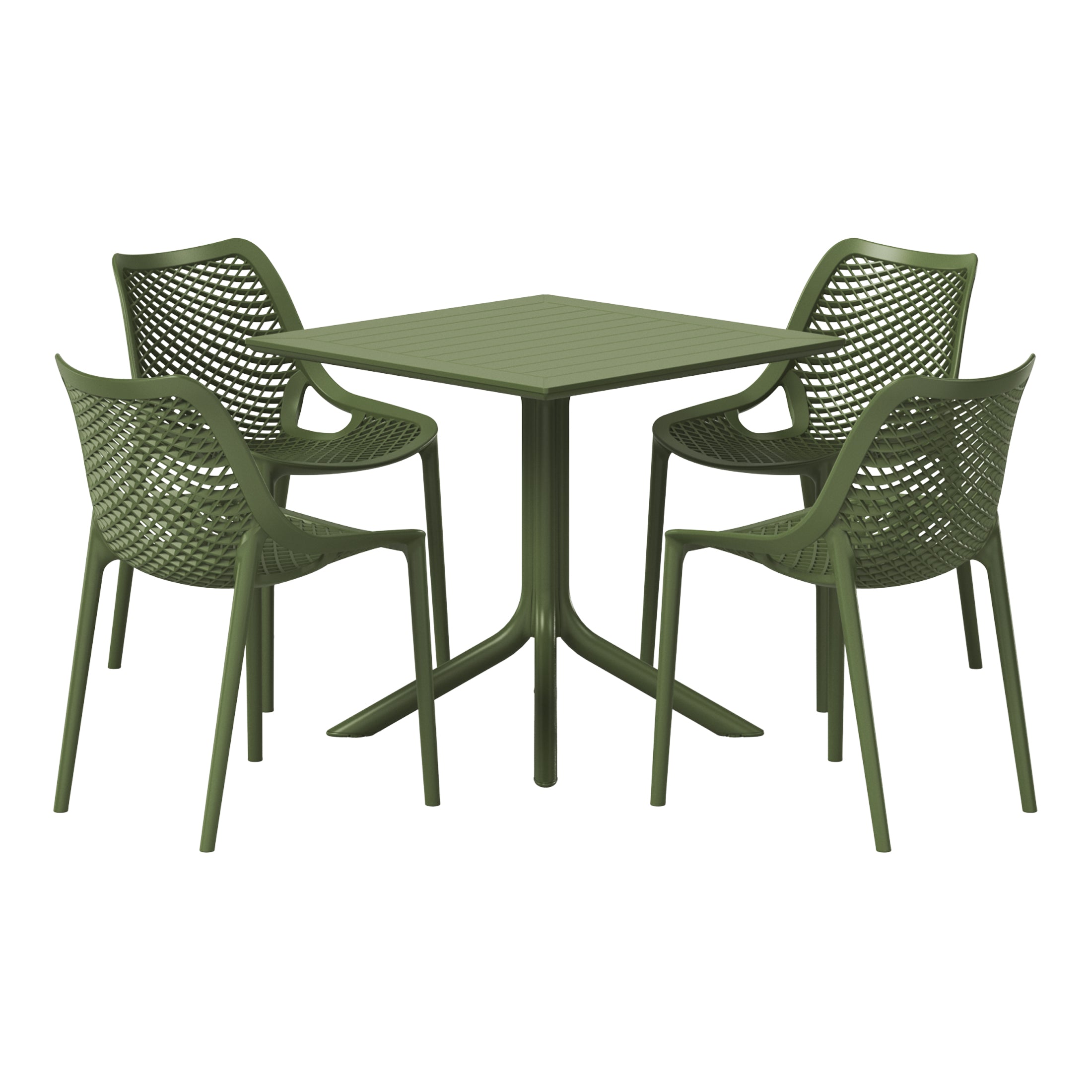 Sunshine 5-Piece Resin Square Patio Dining Table Set with Stackable Patio Dining Chairs