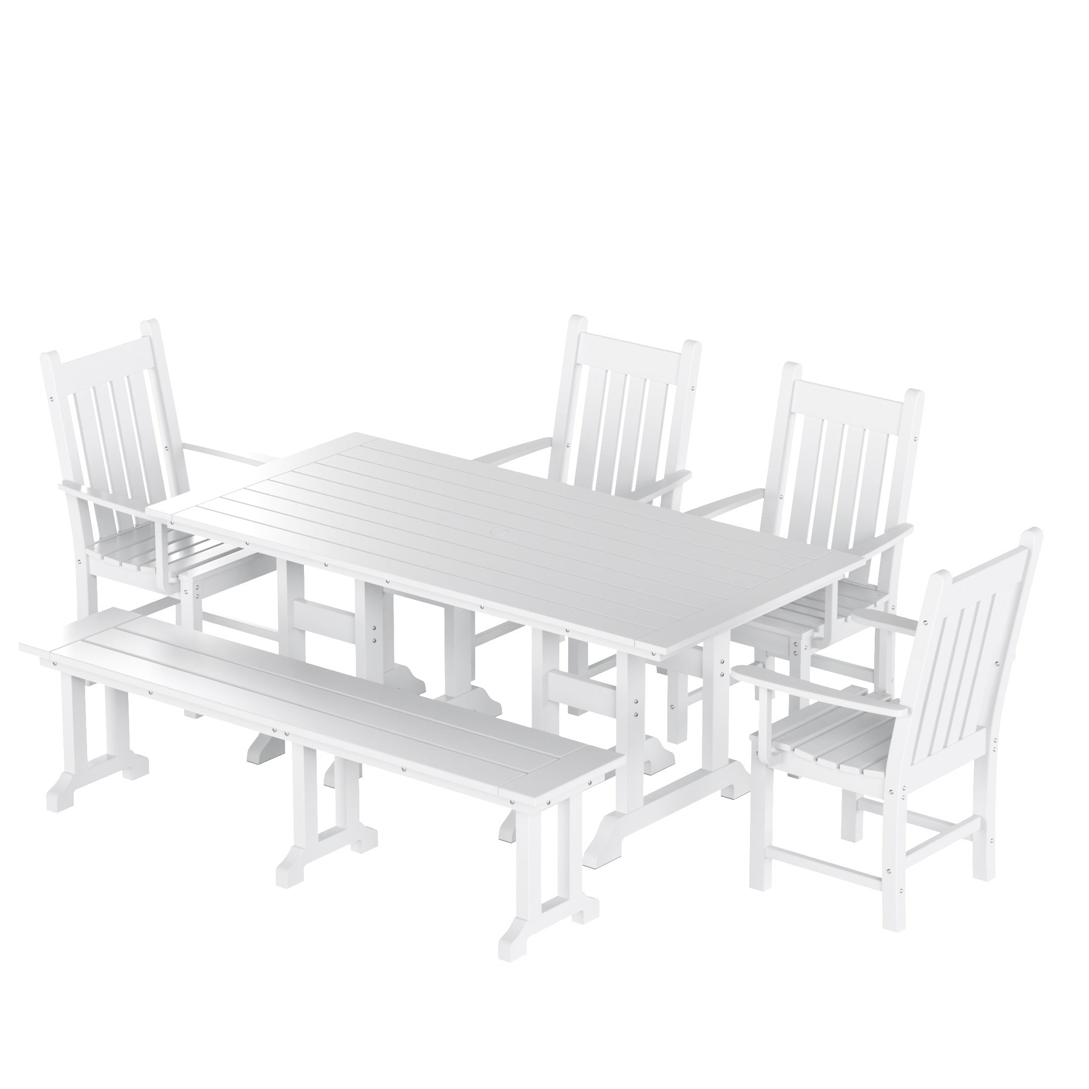 Paradise 6 Piece Outdoor Patio Dining Set Outdoor Table and Bench Armchair Set