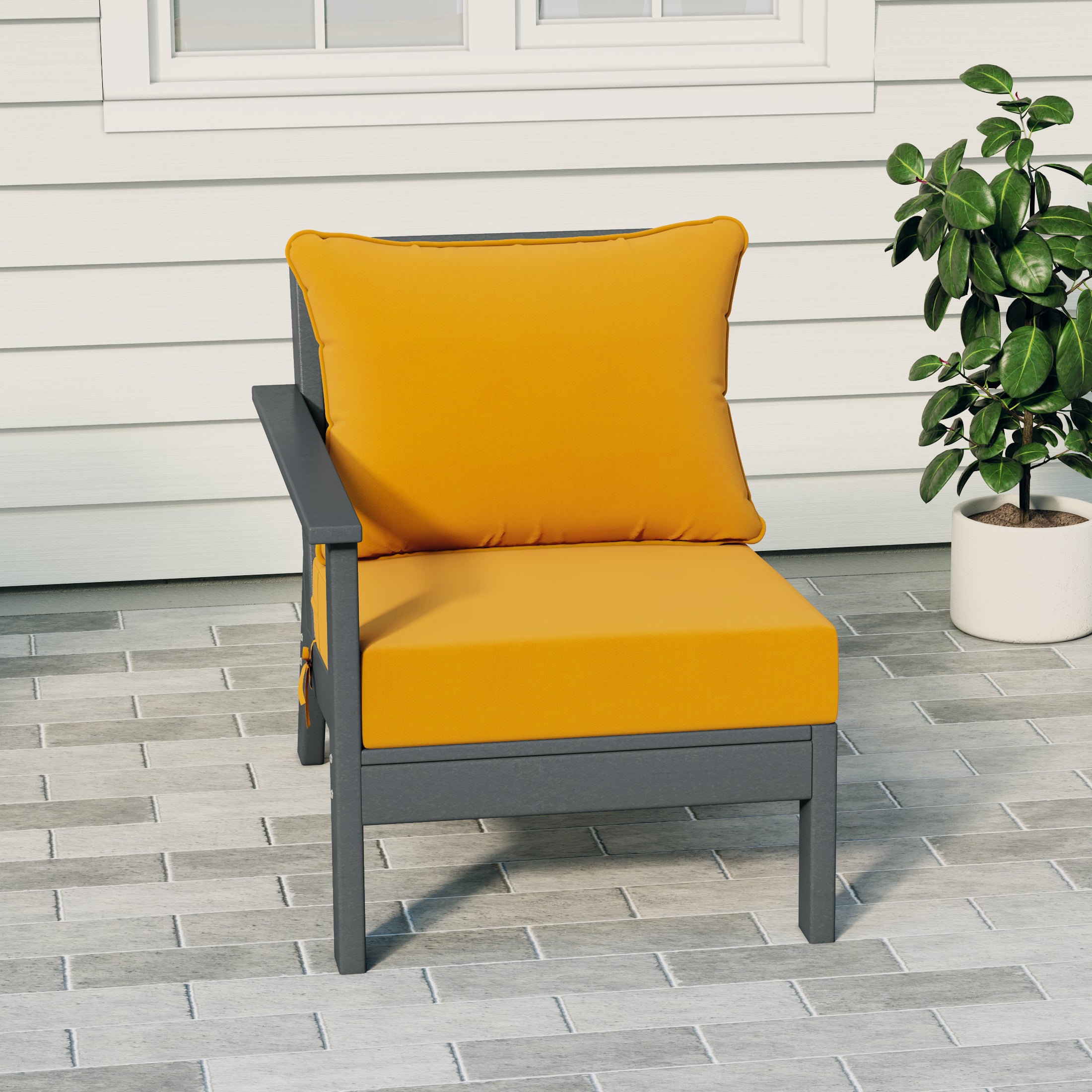 Portsmouth Outdoor Patio HDPE Left Arm Sectional Corner Club Chair with Patio Cushions