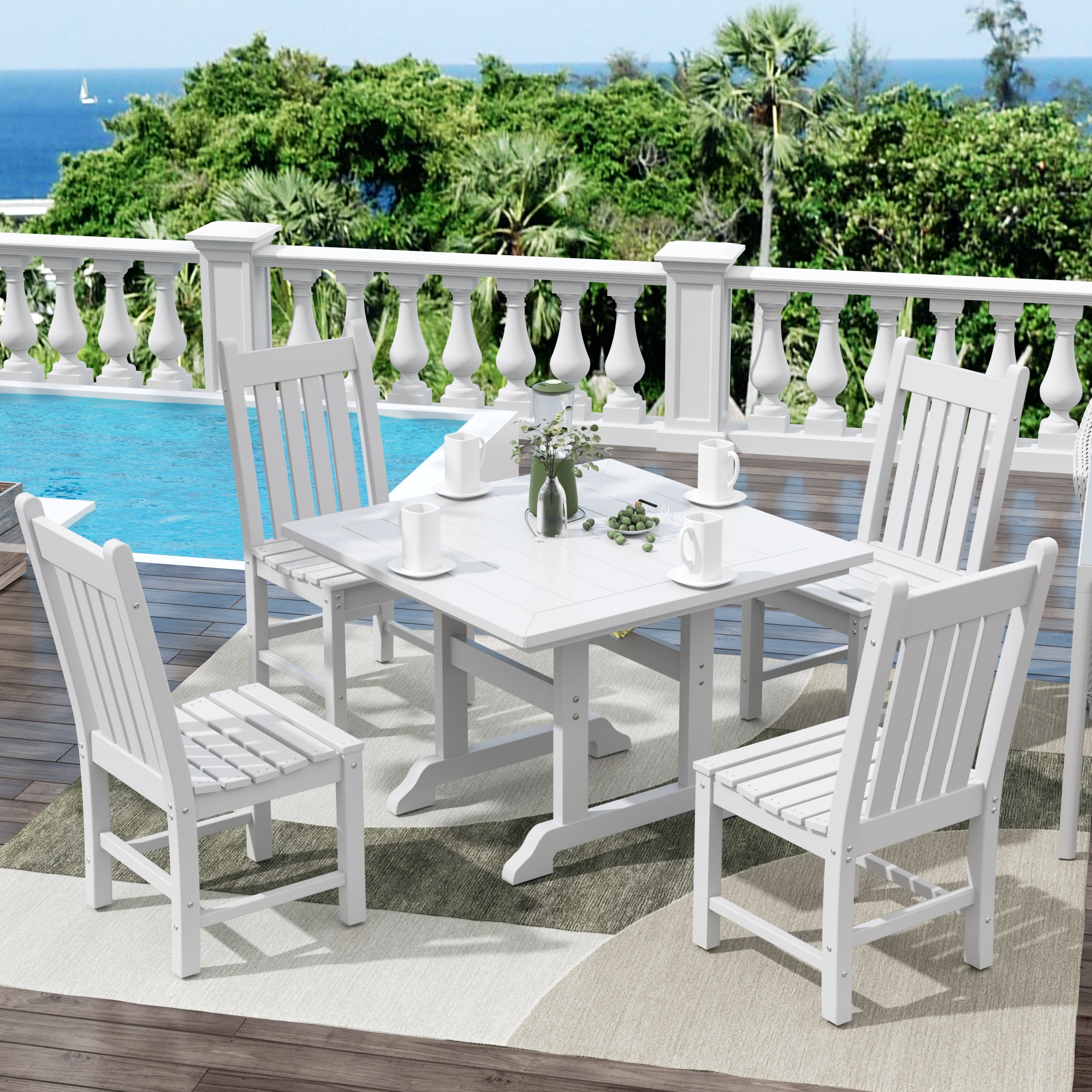Paradise 5 Piece Outdoor Patio Dining Set Outdoor Square Table and Chair Set