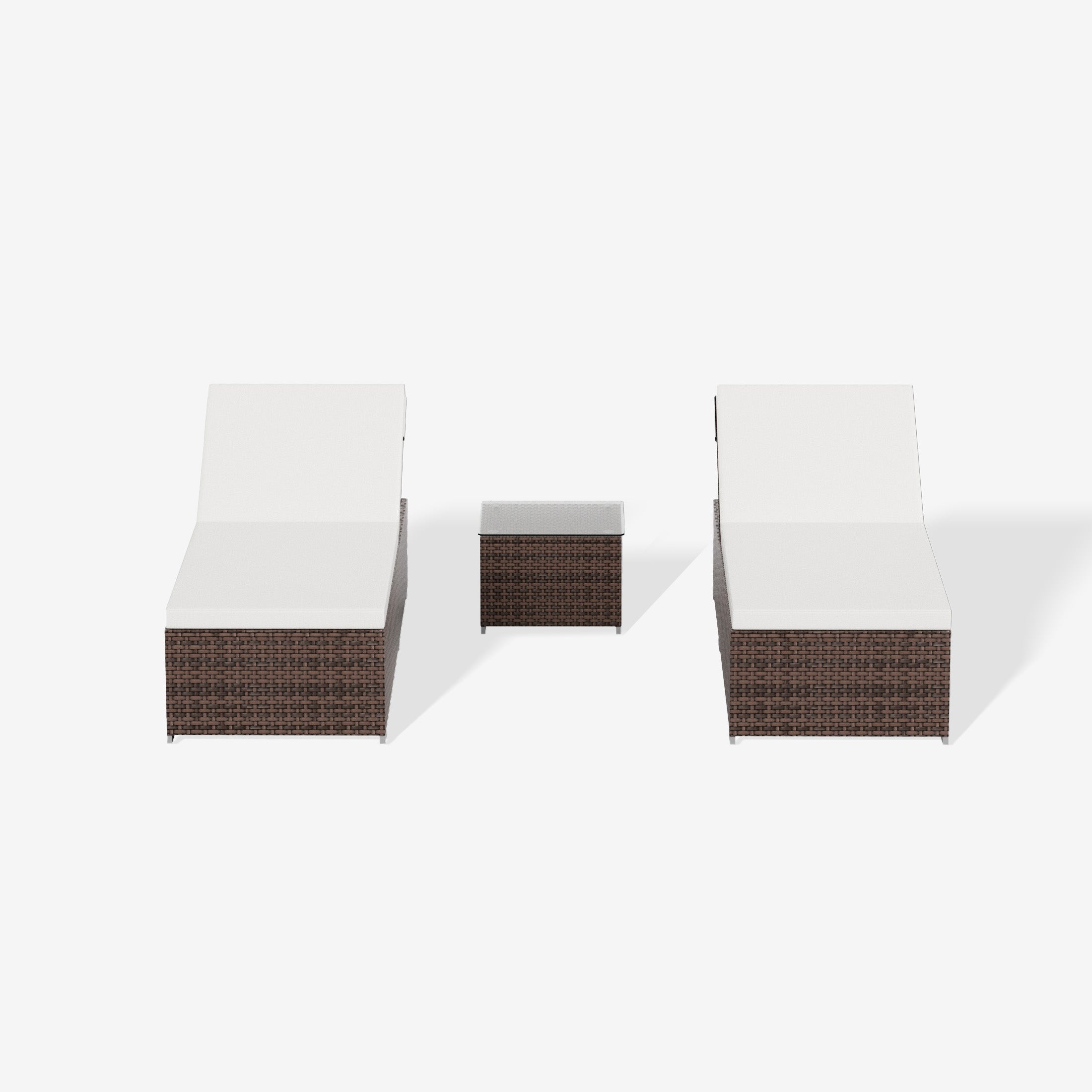 3-Piece Outdoor Wicker Chaise Lounge Set with Side Table