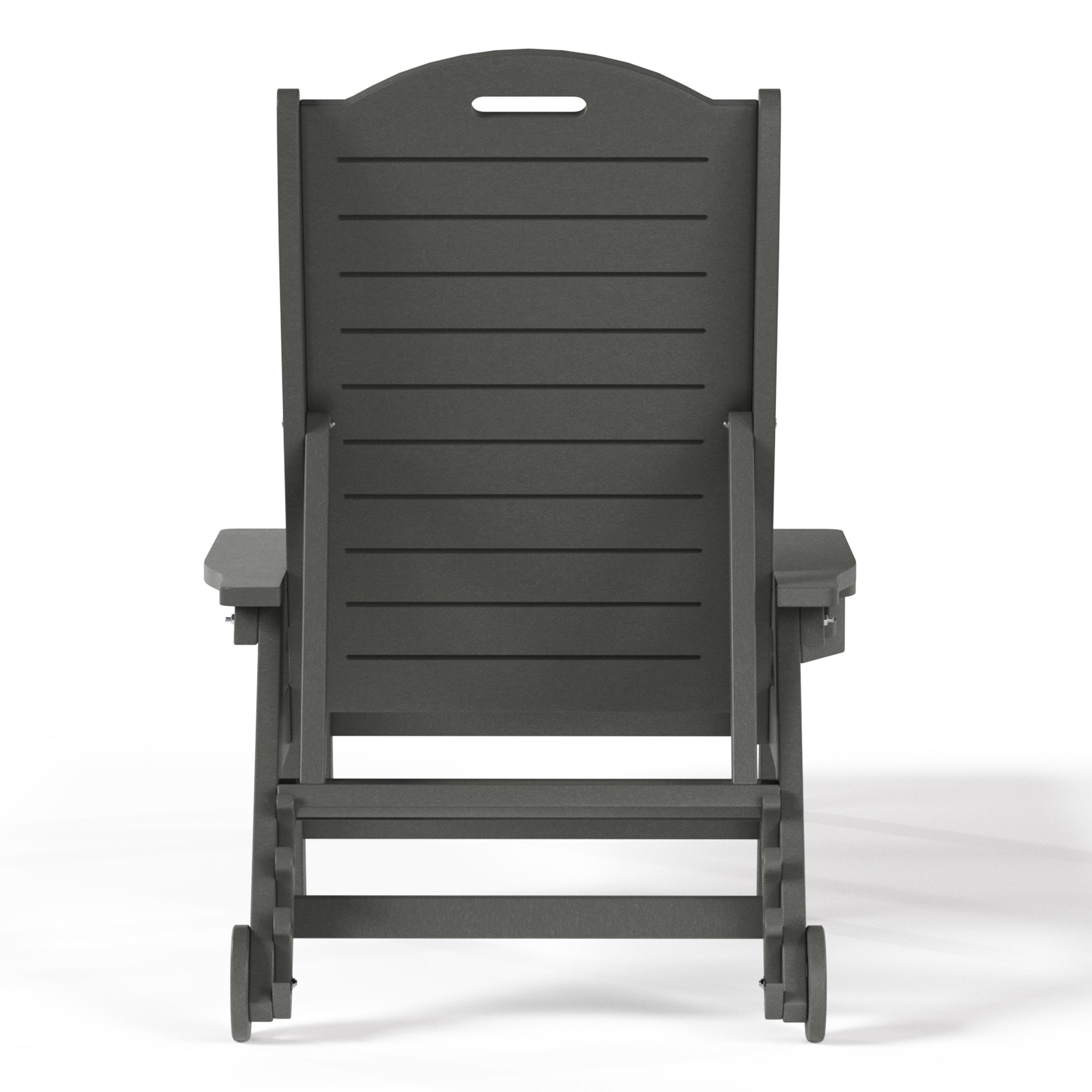 Lago Outdoor HDPE Patio Chaise Lounge With Wheels & Cup Holder