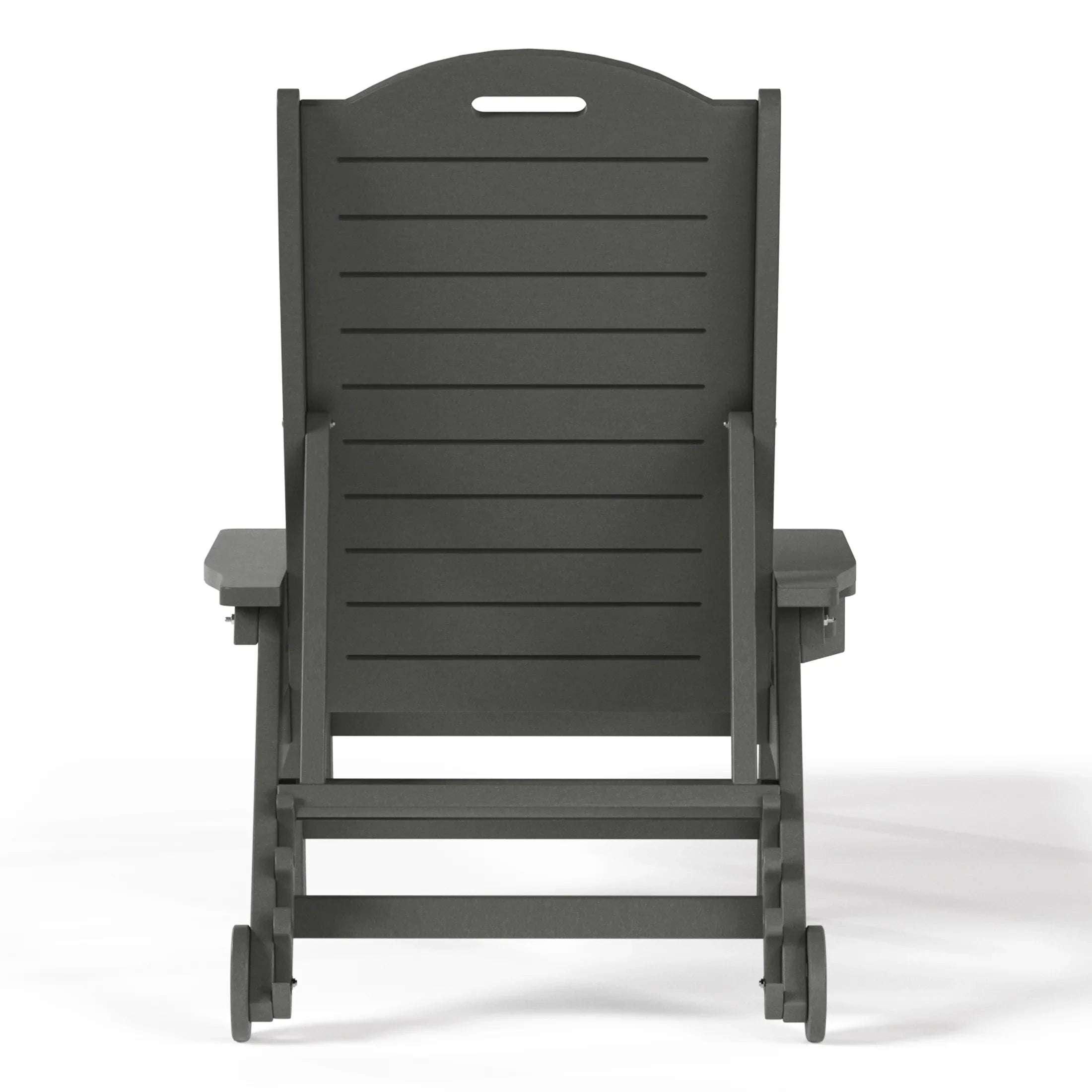 Lago Outdoor HDPE Patio Chaise Lounge With Wheels & Cup Holder