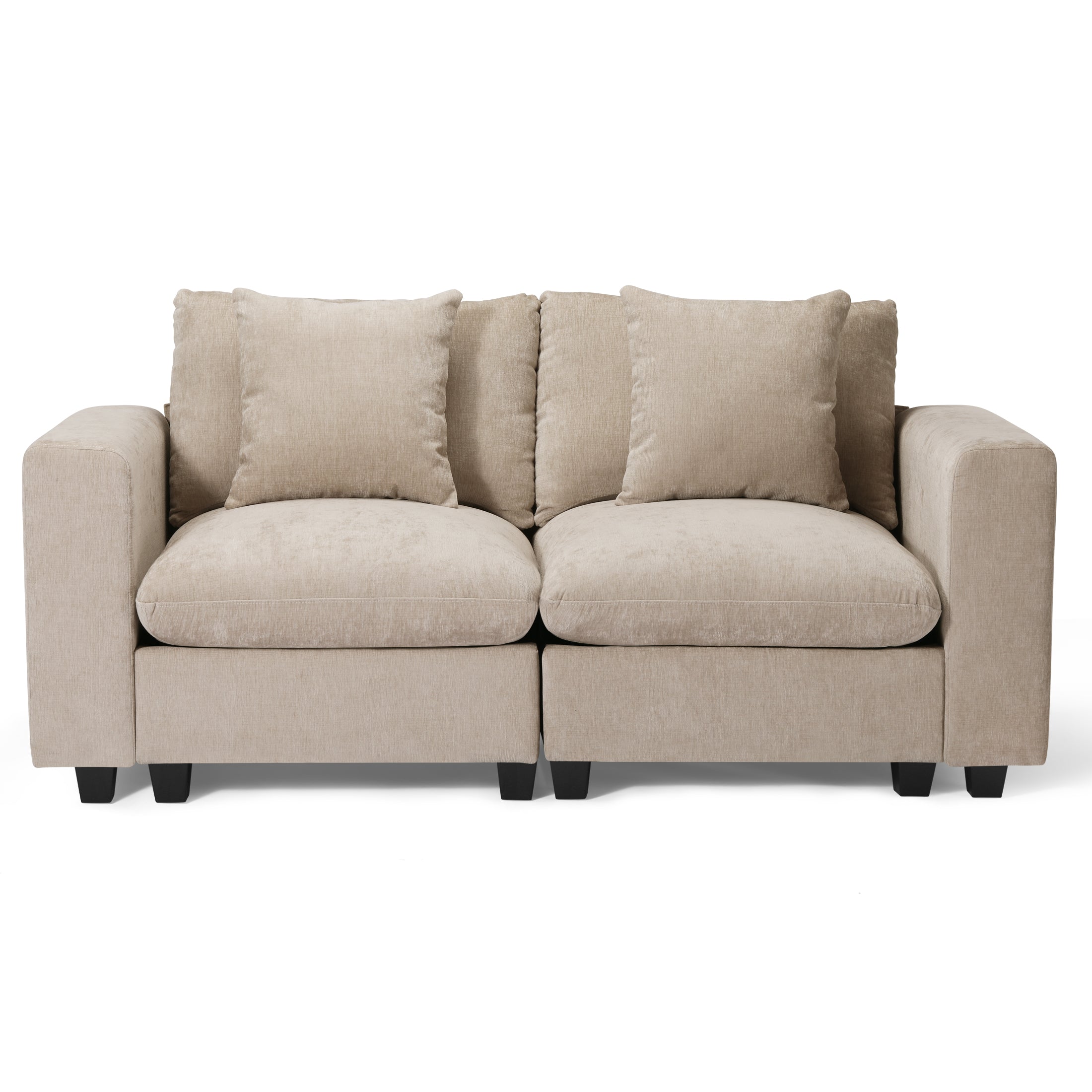 Springfield 70" Modular Chenille Loveseat Sofa With USB/Type-C Ports and Side Pockets