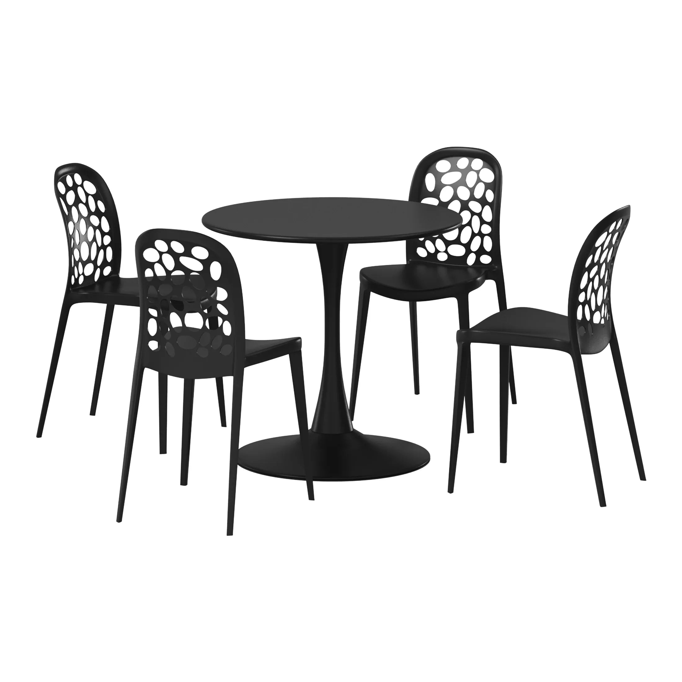 Sunshine 5-Piece Outdoor Indoor Metal Patio Dining Table Set With Stackable Polypropylene Patio Side Chairs