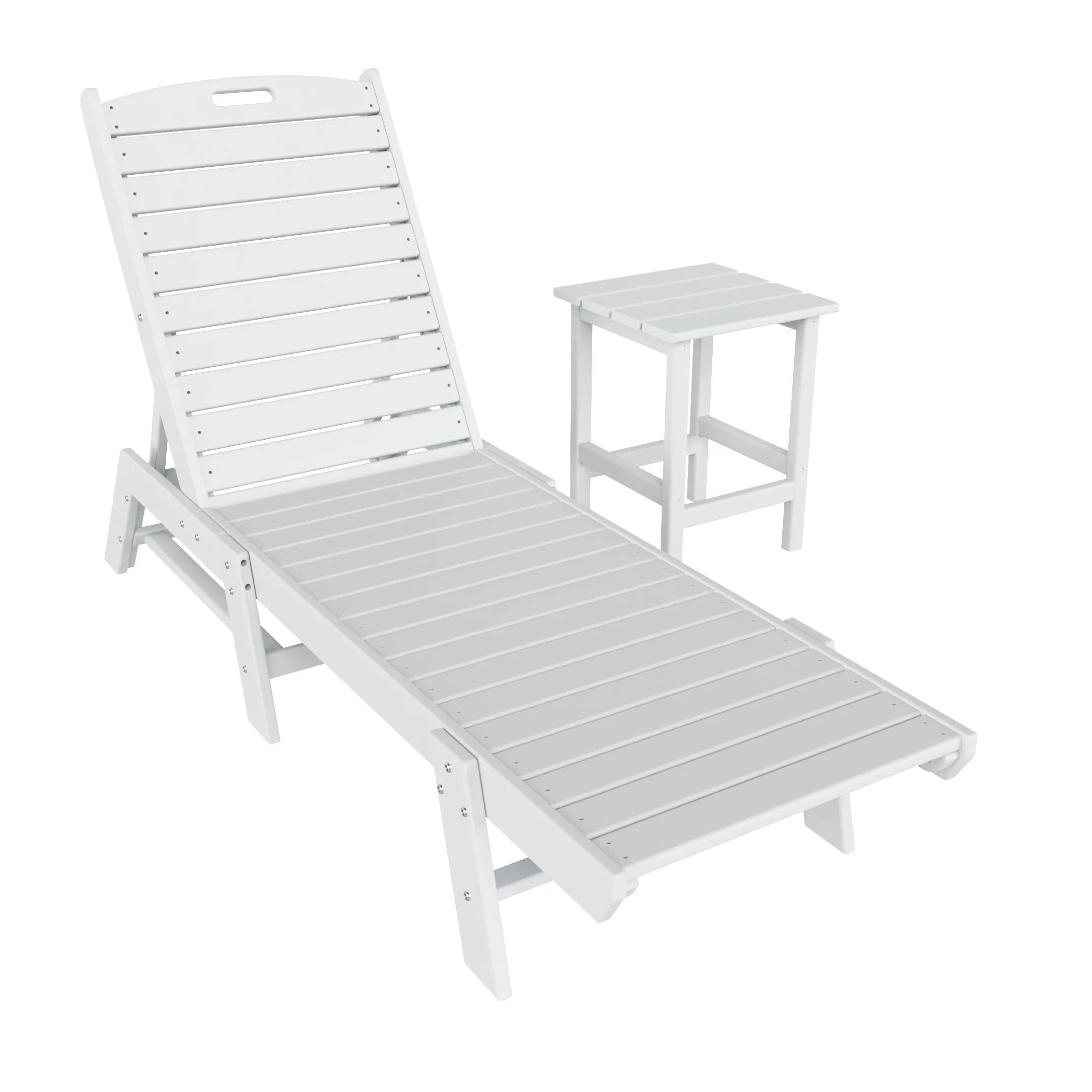 Paradise 2-Piece Poly Outdoor Patio Chaise Lounge Chair with Side Table Set