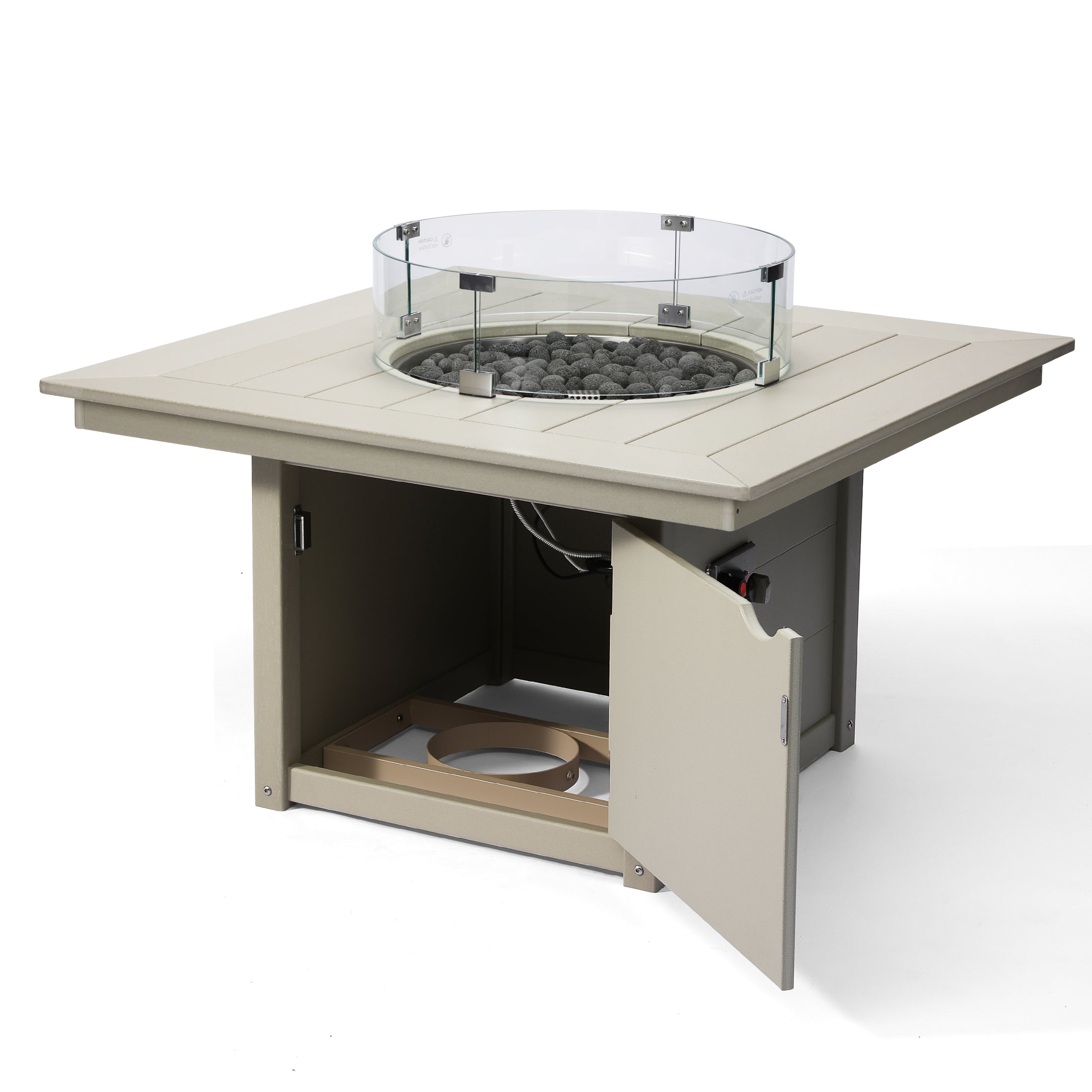 Sol 42" Modern Outdoor Patio Propane Square Fire Pit Table