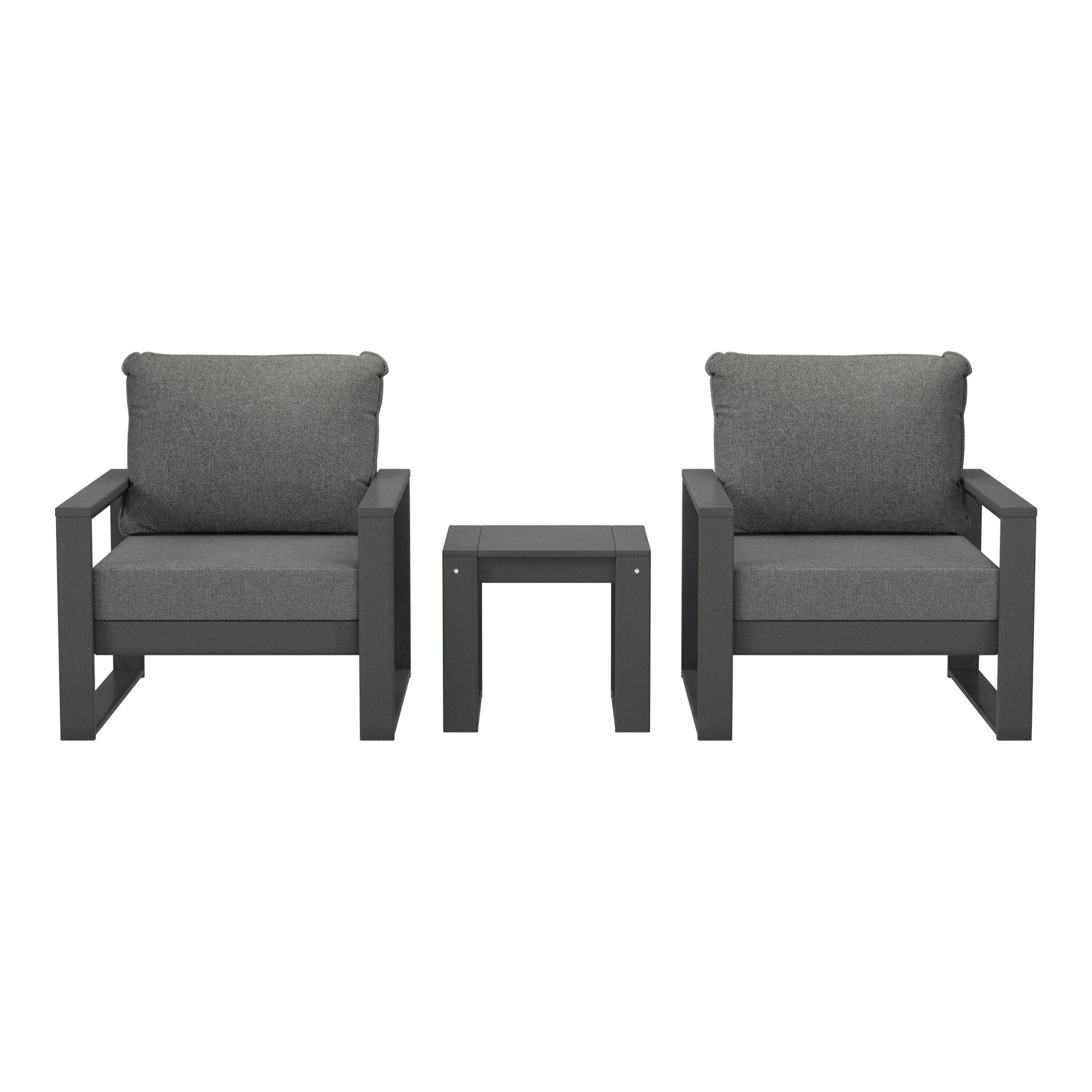 Rockaway Outdoor Modern 3-Piece HDPE Patio Sofa Set with Side Table