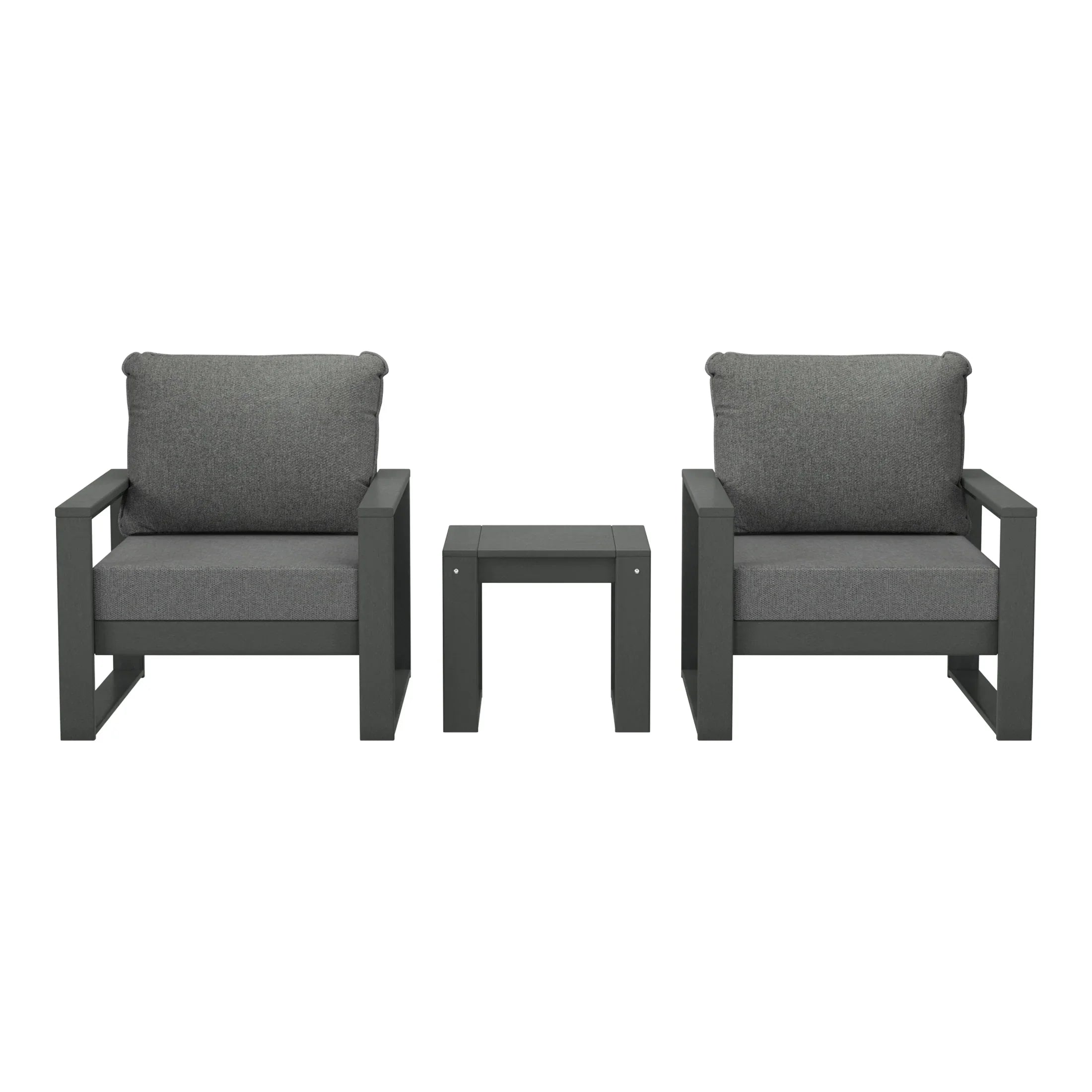 Rockaway Outdoor Modern 3-Piece HDPE Patio Sofa Set with Side Table