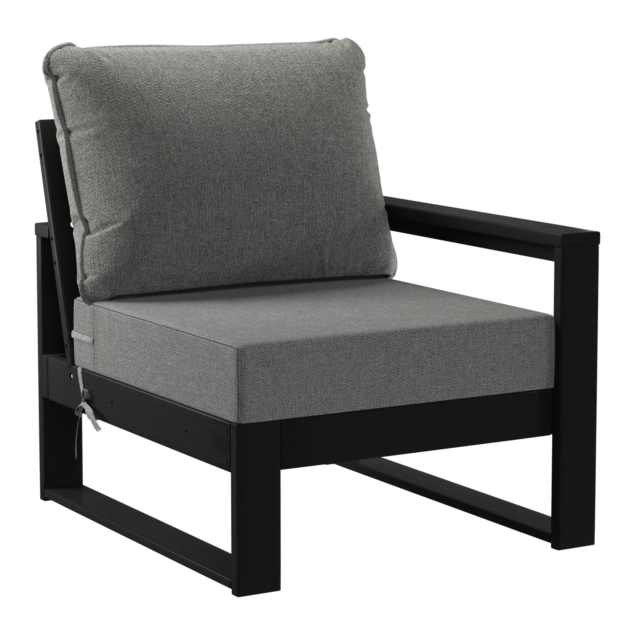 Rockaway 8-Piece Modern HDPE Outdoor Patio Furniture Conversation Set with Coffee Table and Ottomans