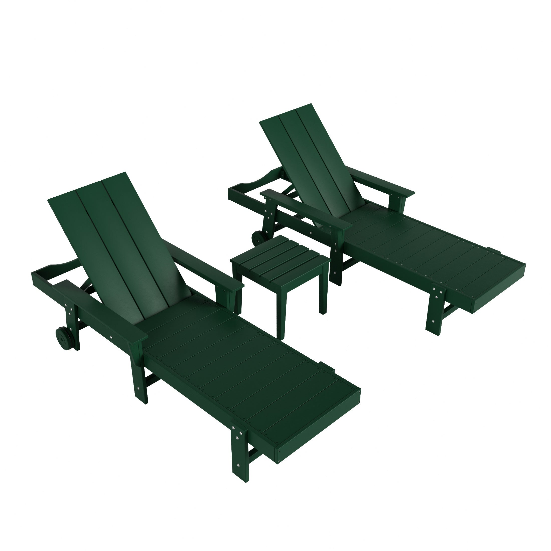 Palms Modern Poly Reclining Chaise Lounge Set with Side Table