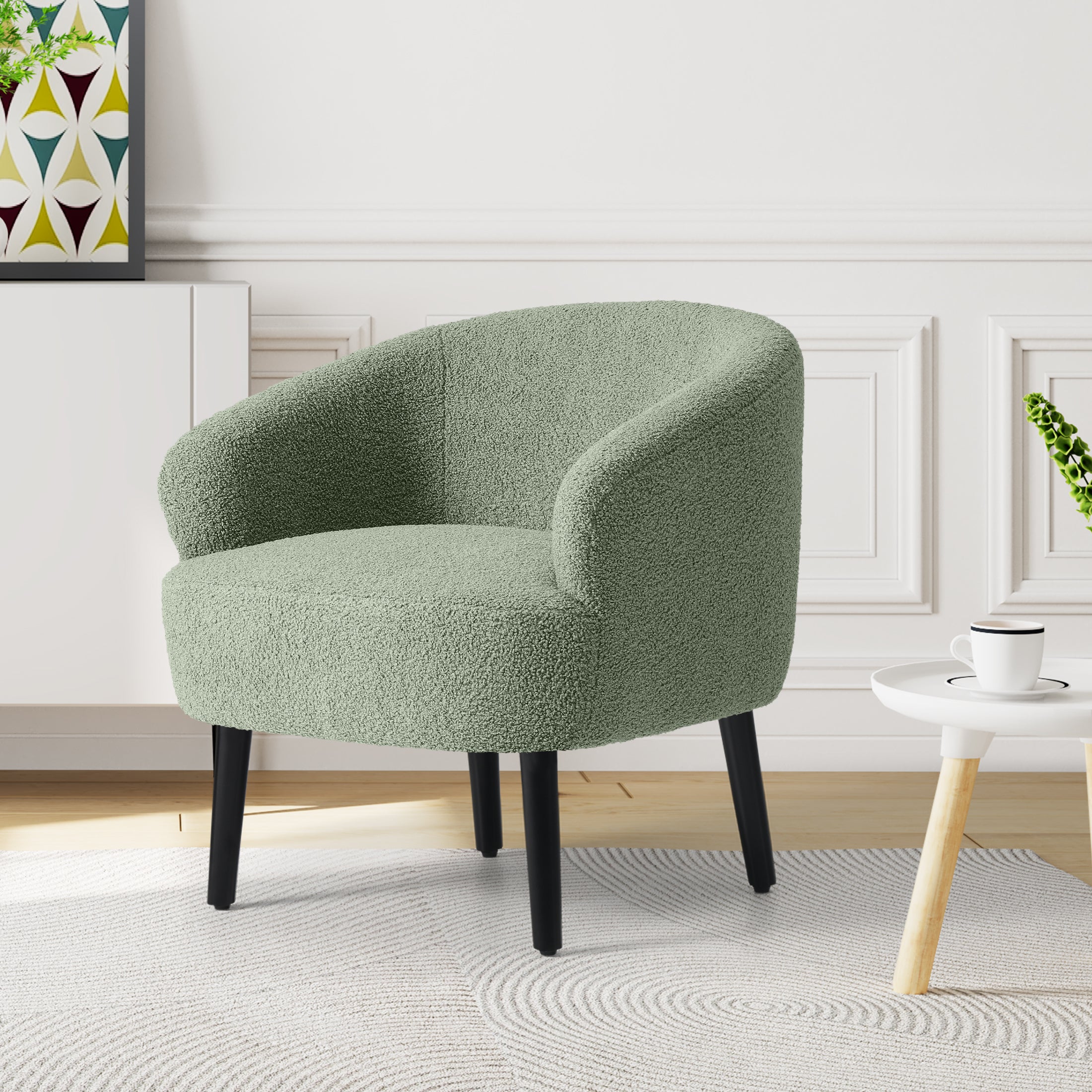 Celine 29" Wide Mid Century Modern Club Barrel Accent Armchair