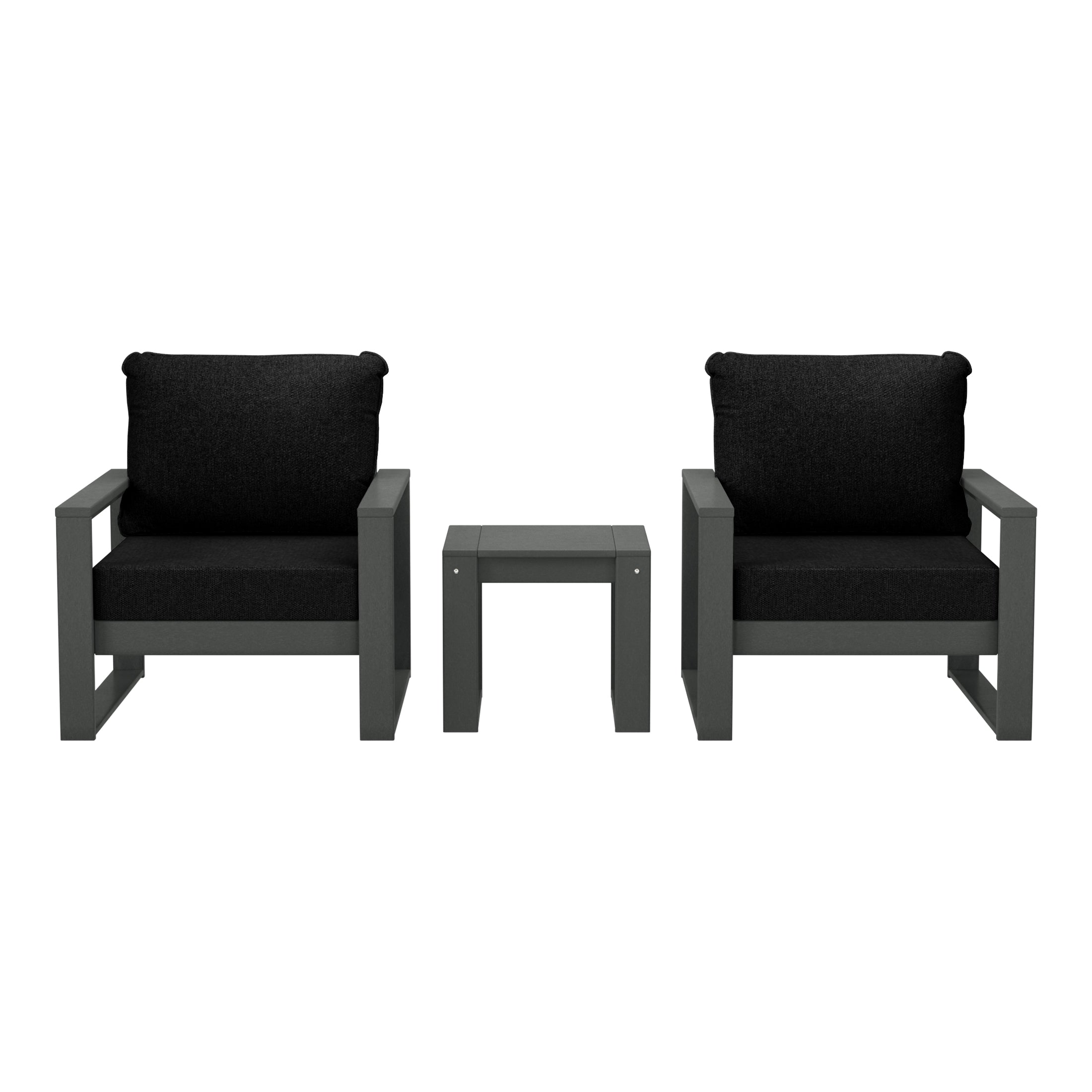 Rockaway Outdoor Modern 3-Piece HDPE Patio Sofa Set with Side Table