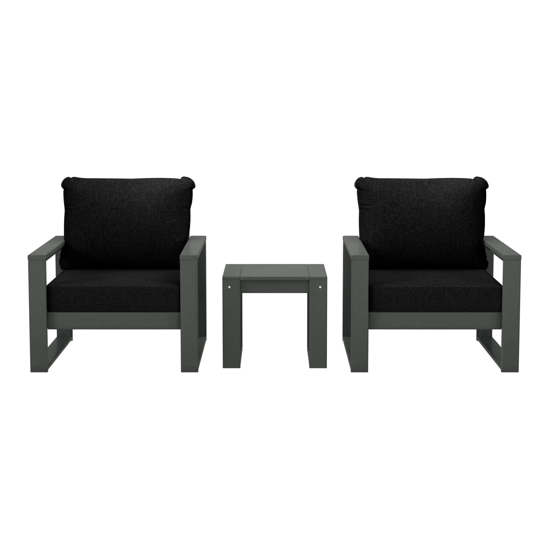 Rockaway Outdoor Modern 3-Piece HDPE Patio Sofa Set with Side Table