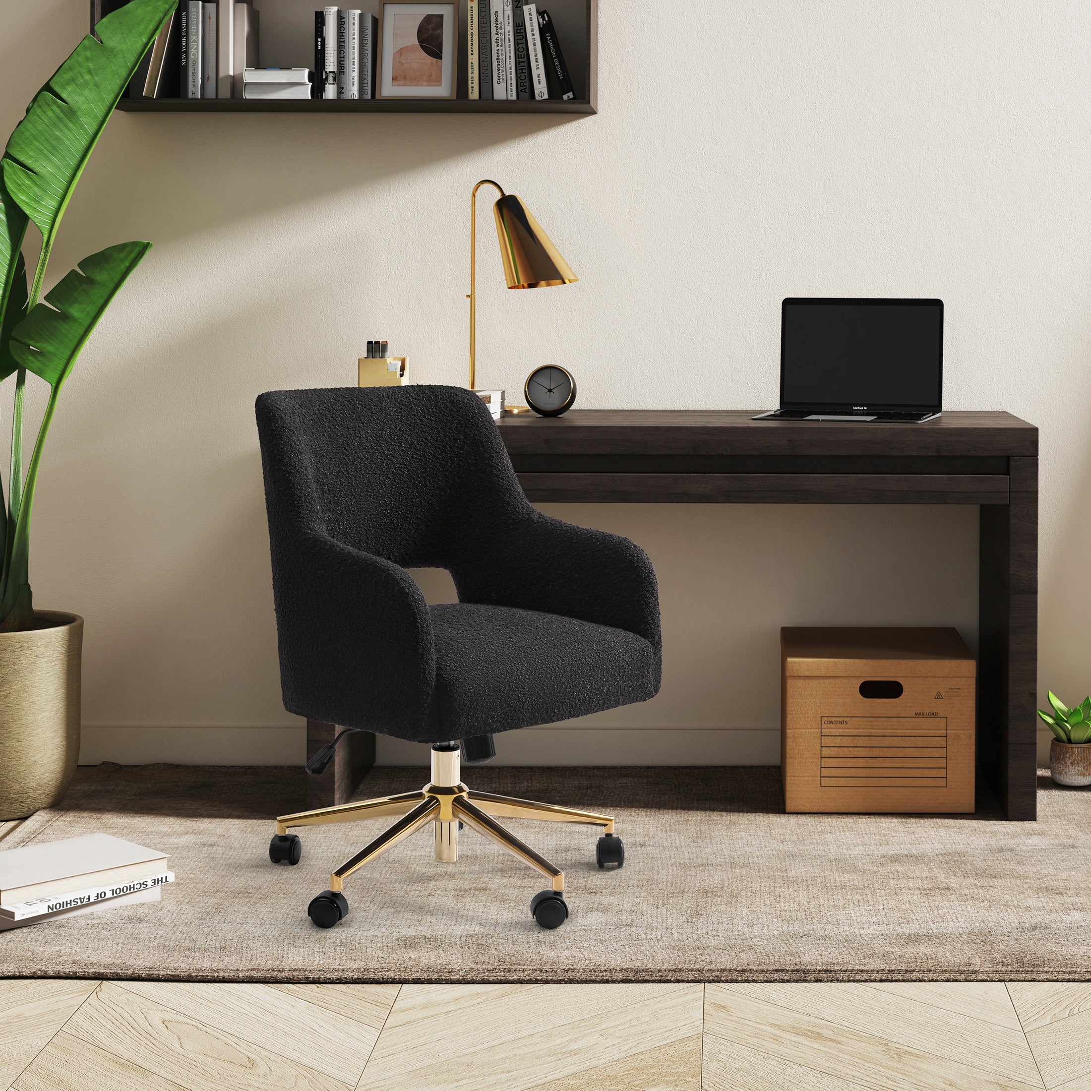 Amélie Mid-Century Modern Swivel Office Vanity Chair with Wheels