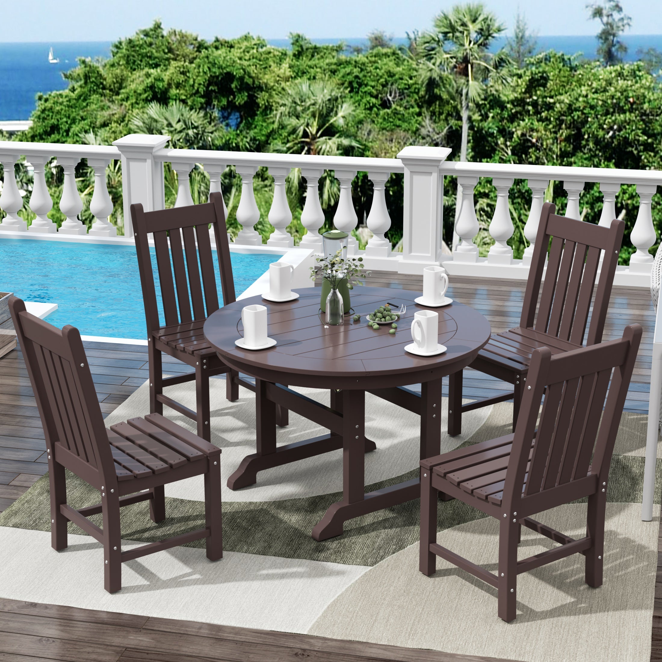 Paradise 5 Piece Outdoor Patio Dining Set Outdoor Round Table and Chair Set