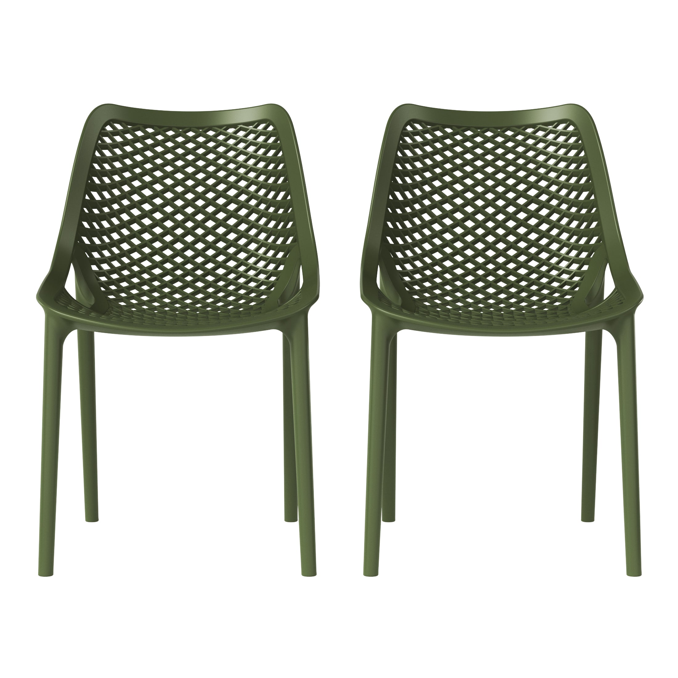 Sunshine Outdoor Stackable Modern Plastic Dining Chairs (Set of 2)