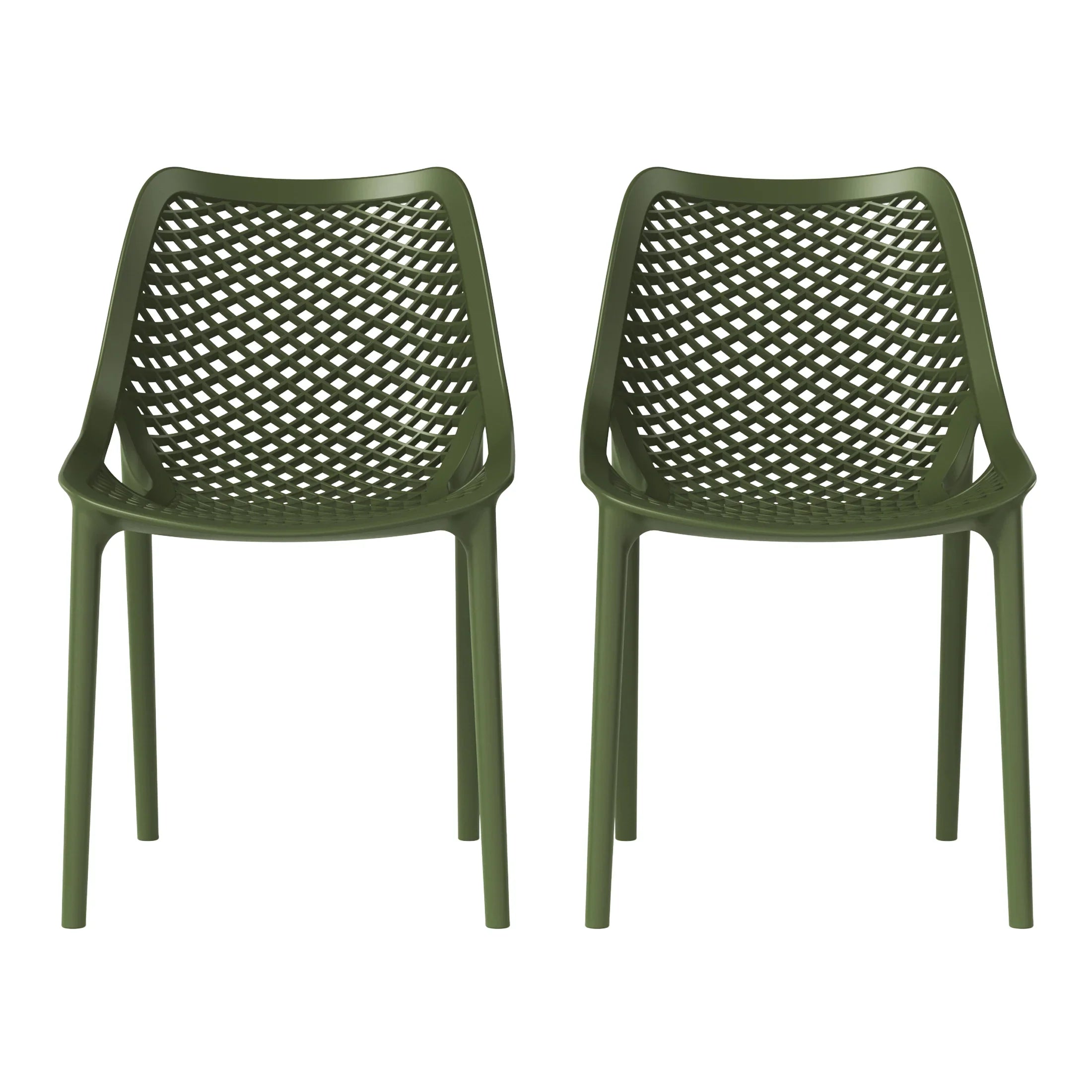 Sunshine Outdoor Stackable Modern Plastic Dining Chairs (Set of 2)