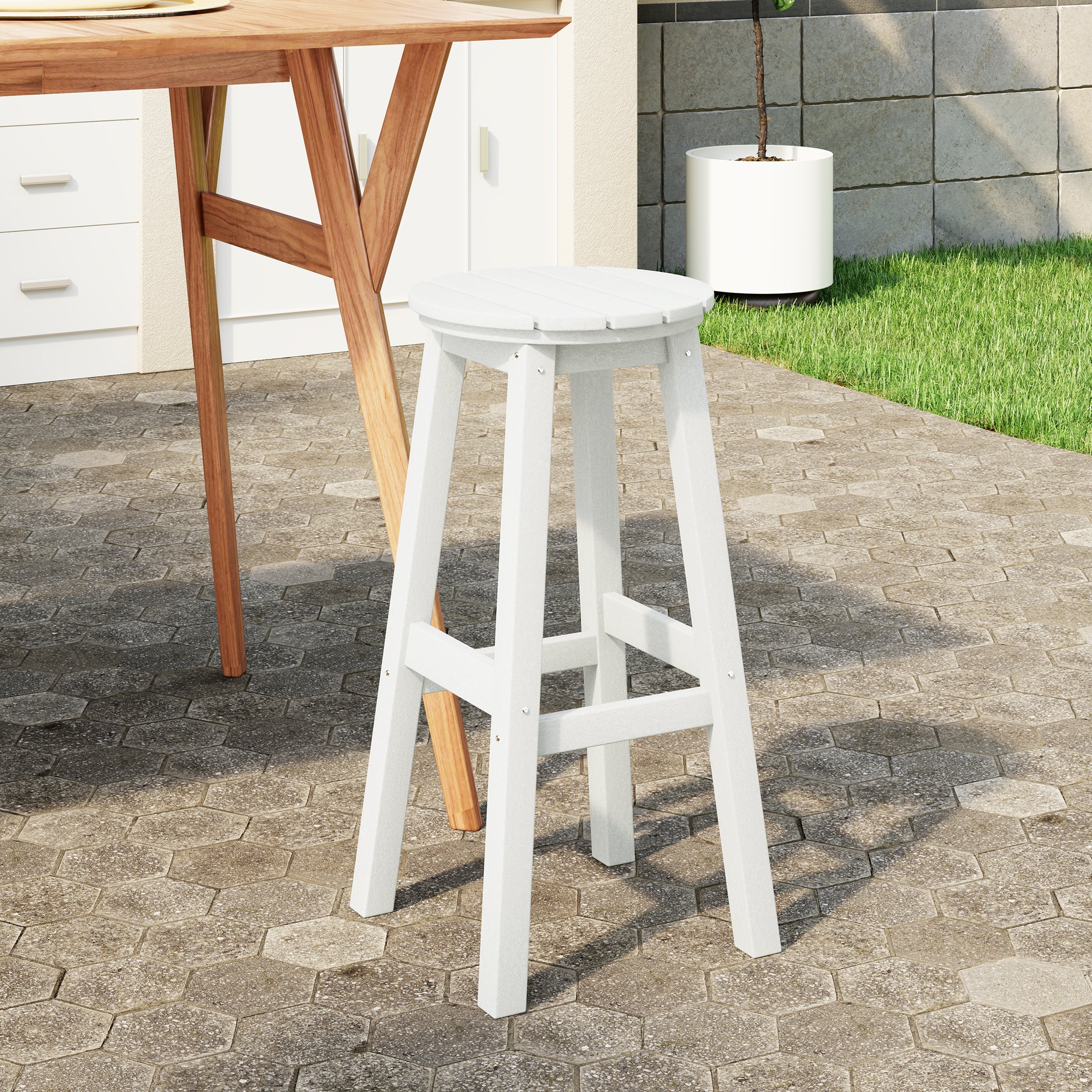 Paradise 29" HDPE Outdoor Patio Round Bar Stool
