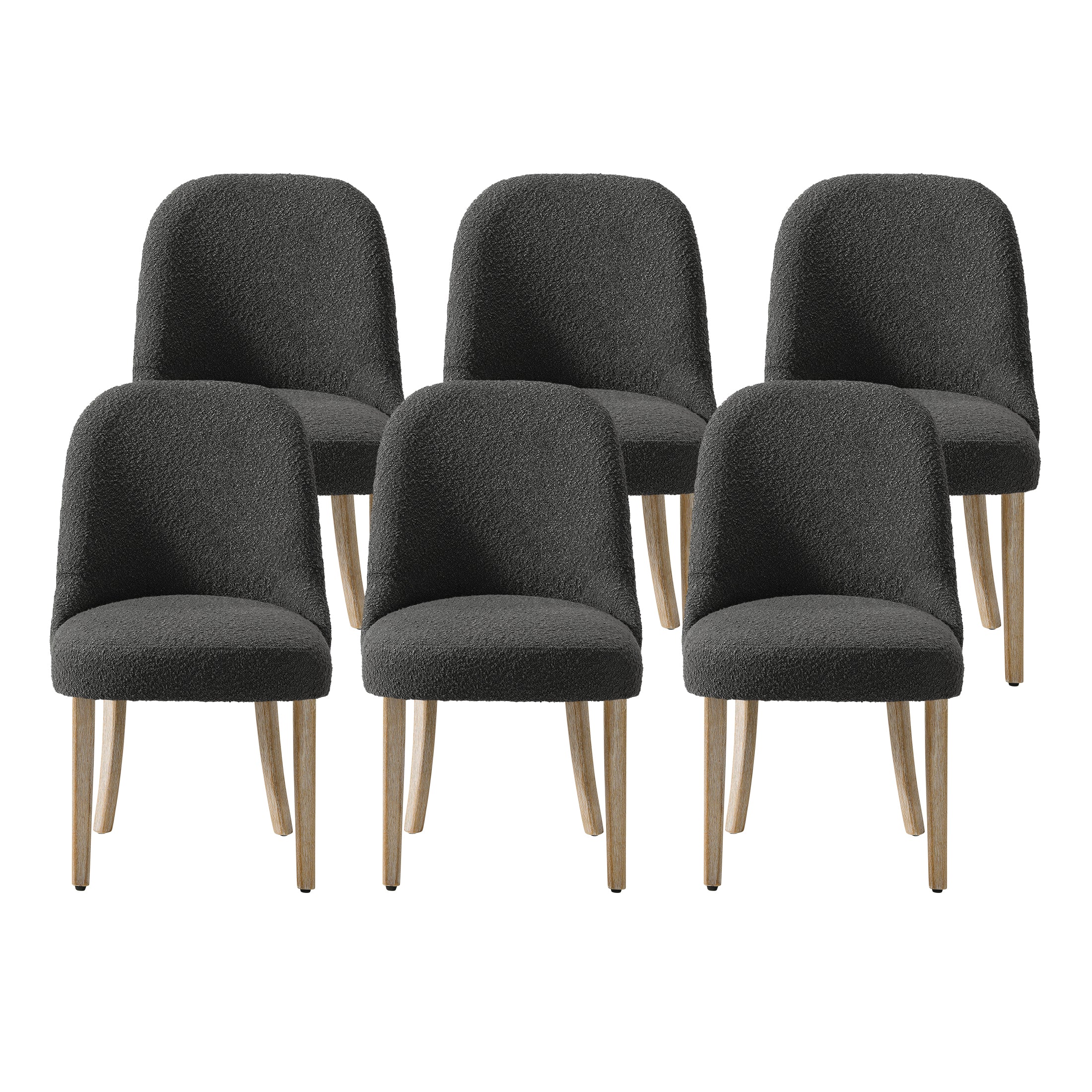 Amélie Mid-Century Modern Upholstered Boucle Dining Chair (Set of 6)