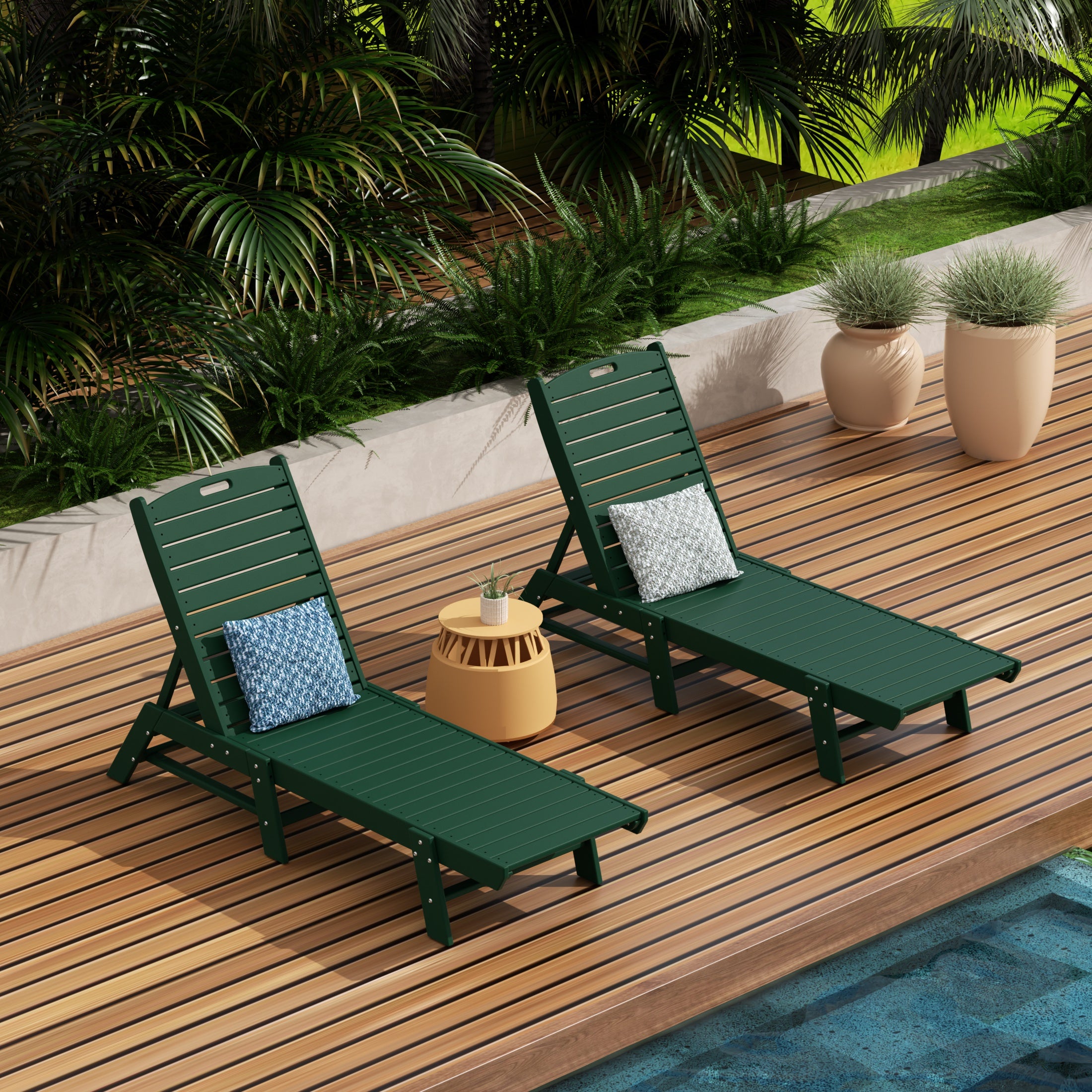 Paradise Poly Reclining Outdoor Patio Chaise Lounge Chair Adjustable (Set of 2)