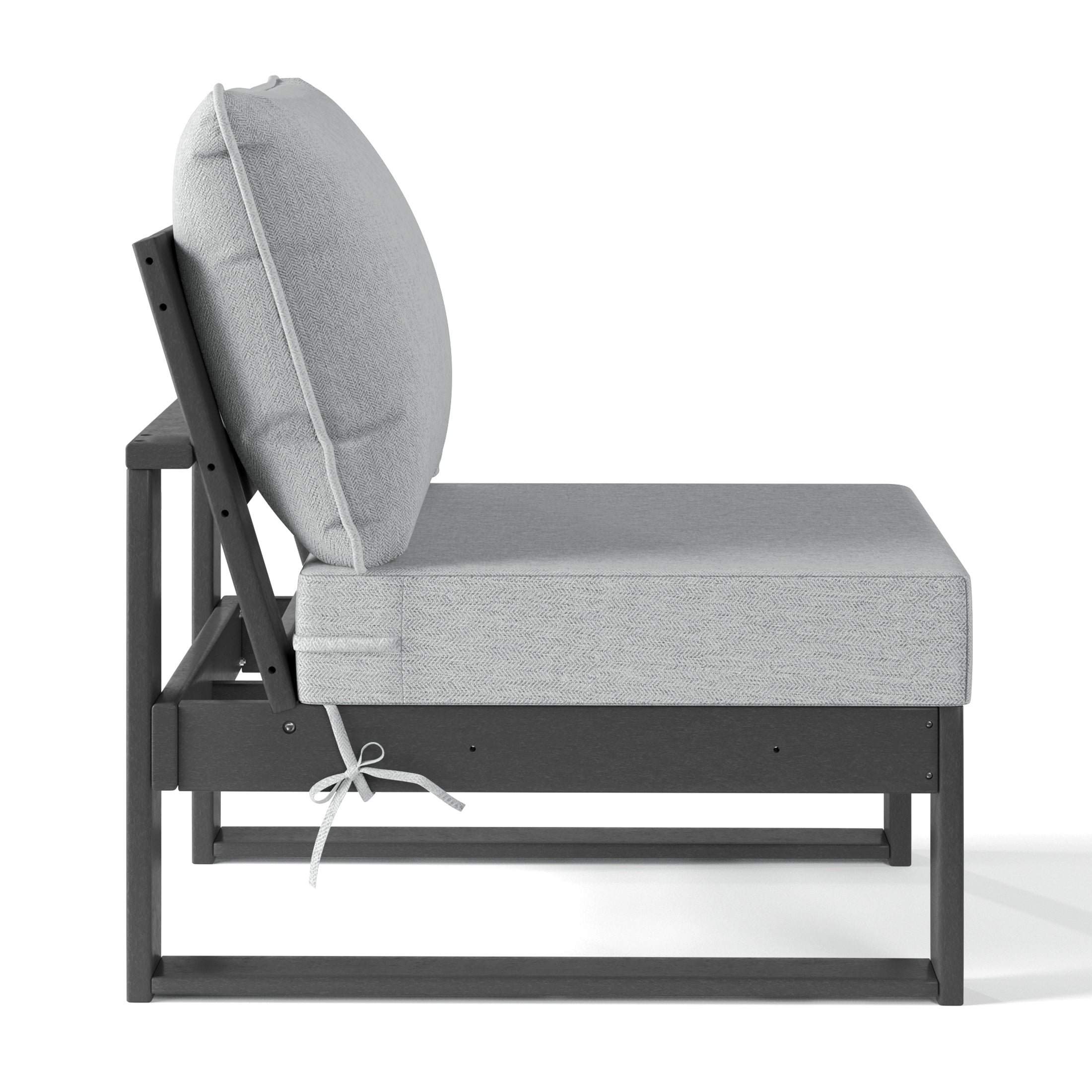 Rockaway Outdoor HDPE Sectional Armless Chair with Water-Proof Patio Cushions