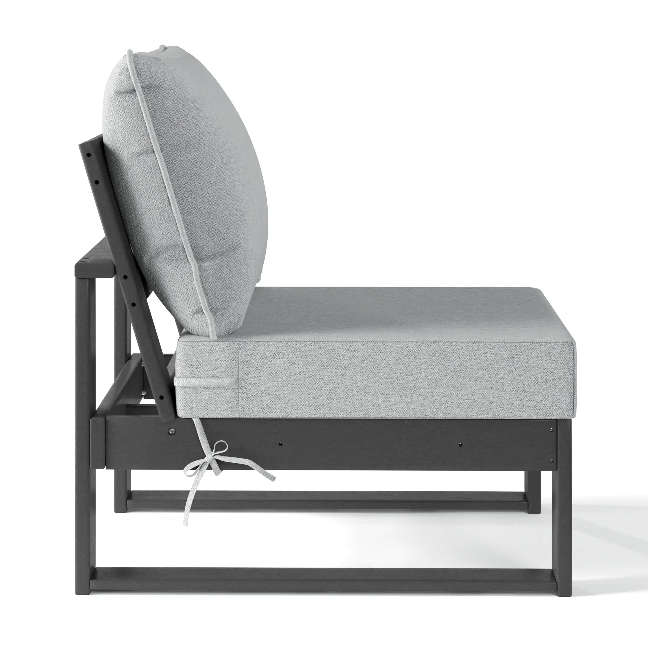 Rockaway Outdoor HDPE Sectional Armless Chair with Water-Proof Patio Cushions